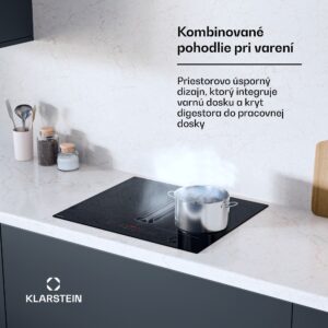 Klarstein AirJet Hybrid Down Air System, Indukčná varná doska s integrovaným digestorom, 445 m³/h, EEK A+