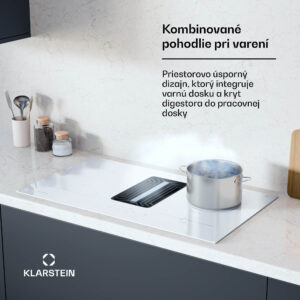 Klarstein AirJet 90 Down Air System, indukčný sporák + DownAir-digestor, 10000 W, 745 m³/h, Boost