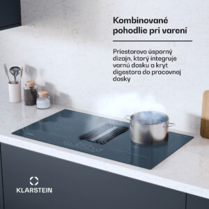 Klarstein AirJet 90 Down Air System, indukčný sporák + DownAir-digestor, 10000 W, 745 m³/h, Boost