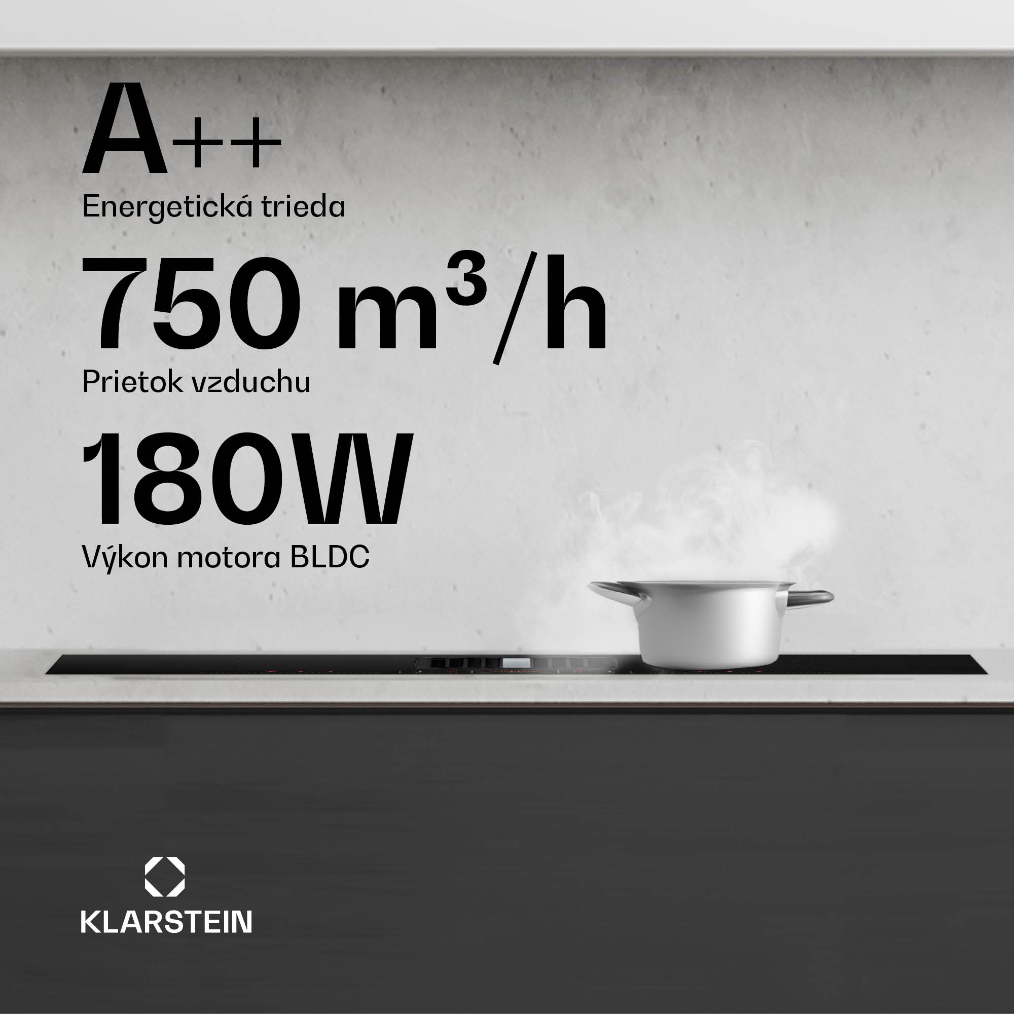 Klarstein AirJet FlexPro Down Air System | Indukčná varná doska + odsávač pár | Flexzóna | Booster – Obrázok 2