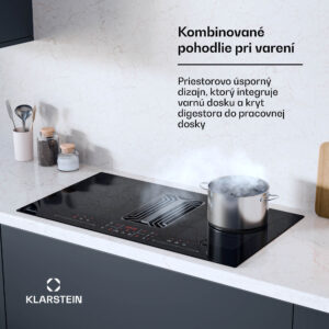 Klarstein AirJet FlexPro Down Air System | Indukčná varná doska + odsávač pár | Flexzóna | Booster