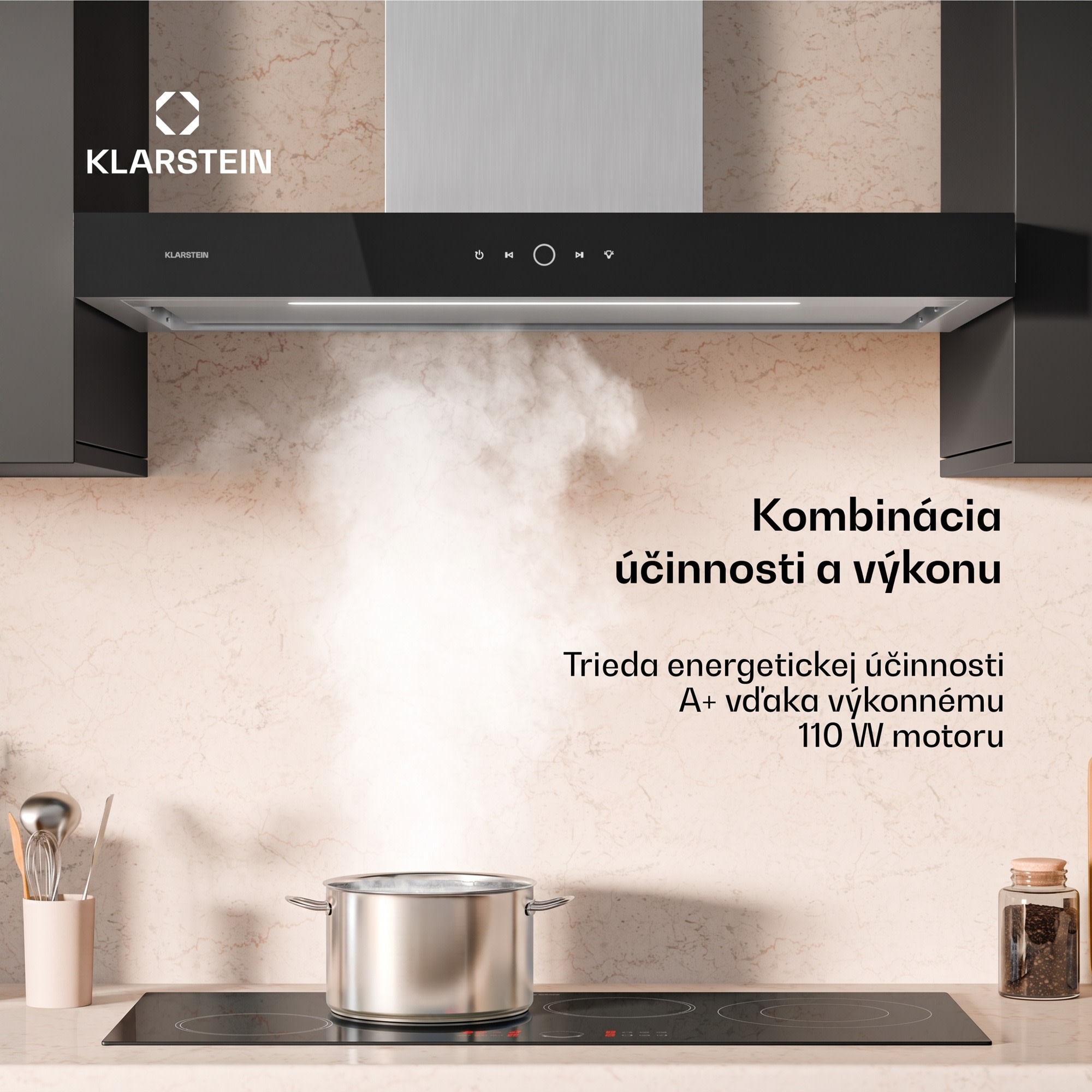 Klarstein SmartEdge digestor, WiFi, tichý, výkonný, LED, 550 m³/h, EEK A+ – Obrázok 2