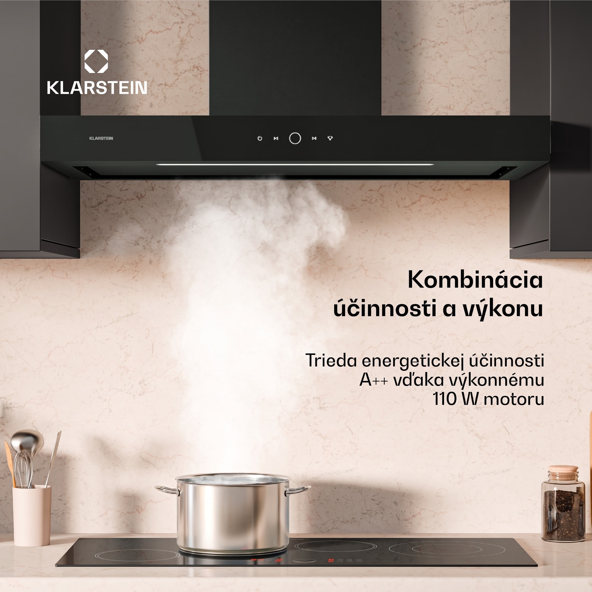 Klarstein SmartEdge digestor, WiFi, tichý, výkonný, LED, 550 m³/h, EEK A+ – Obrázok 2