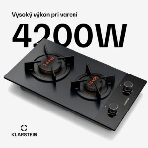 Klarstein Goldflame Nano plynová varná doska | 2 mosadzné horáky | Nano povrch | LPG/Zemný plyn