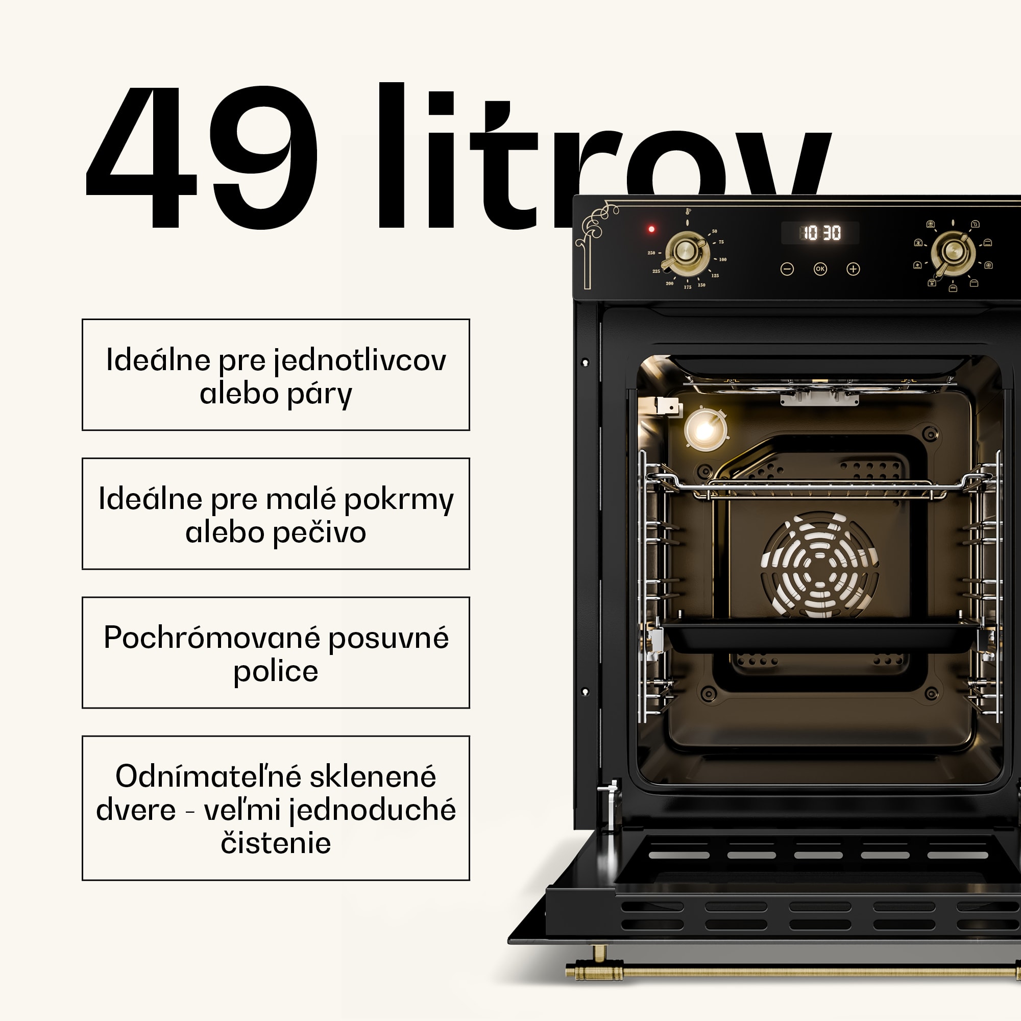 Klarstein Victoria vstavaná rúra 45 cm 49 l čierna – Obrázok 4