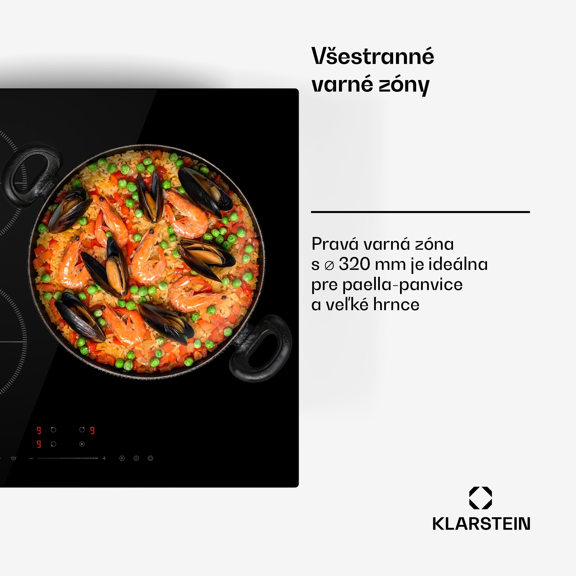Klarstein Delicatessa Paella indukčná varná doska, Paella zóna, Power Boost, Ovládanie posuvníkmi – Obrázok 3
