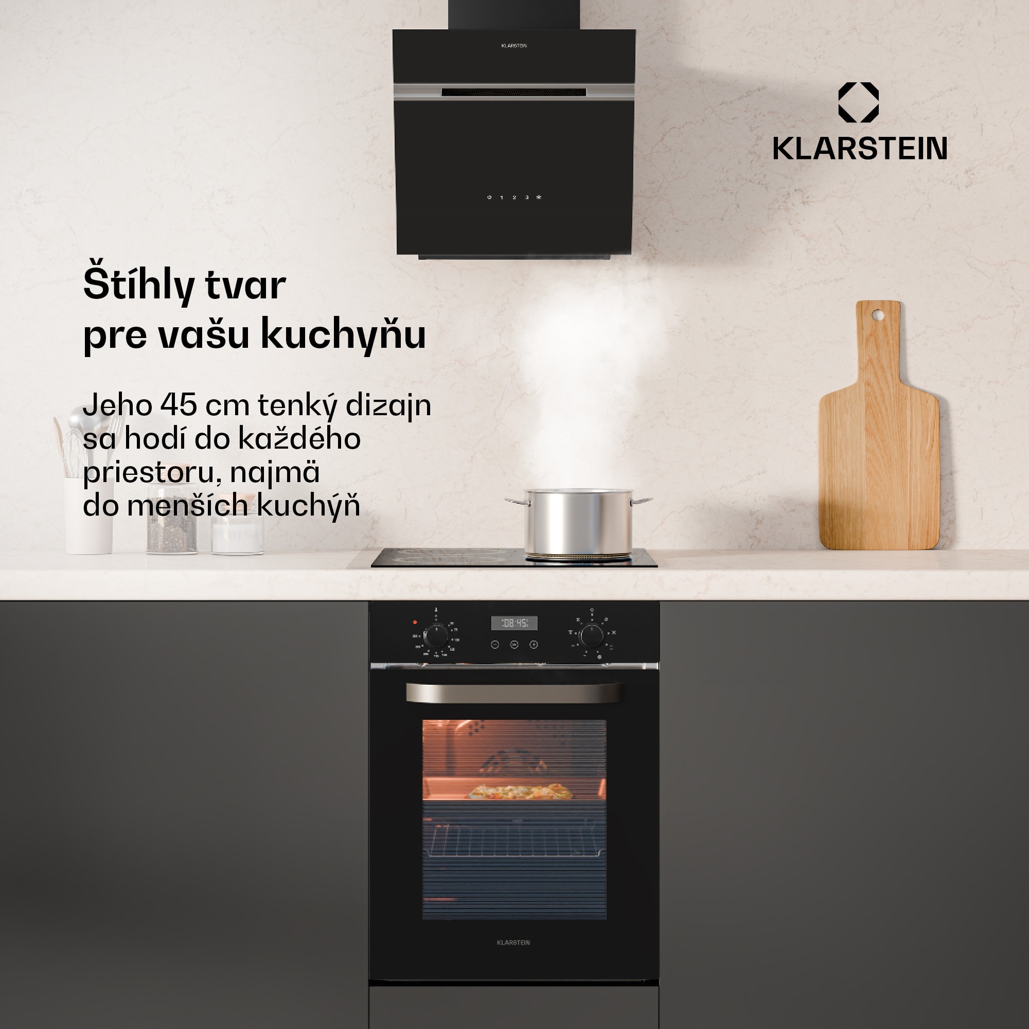 Klarstein SmartSlim rúra, Slim dizajn, 8 funkcií, objem 49 l, jednoduché čistenie, EEK A
