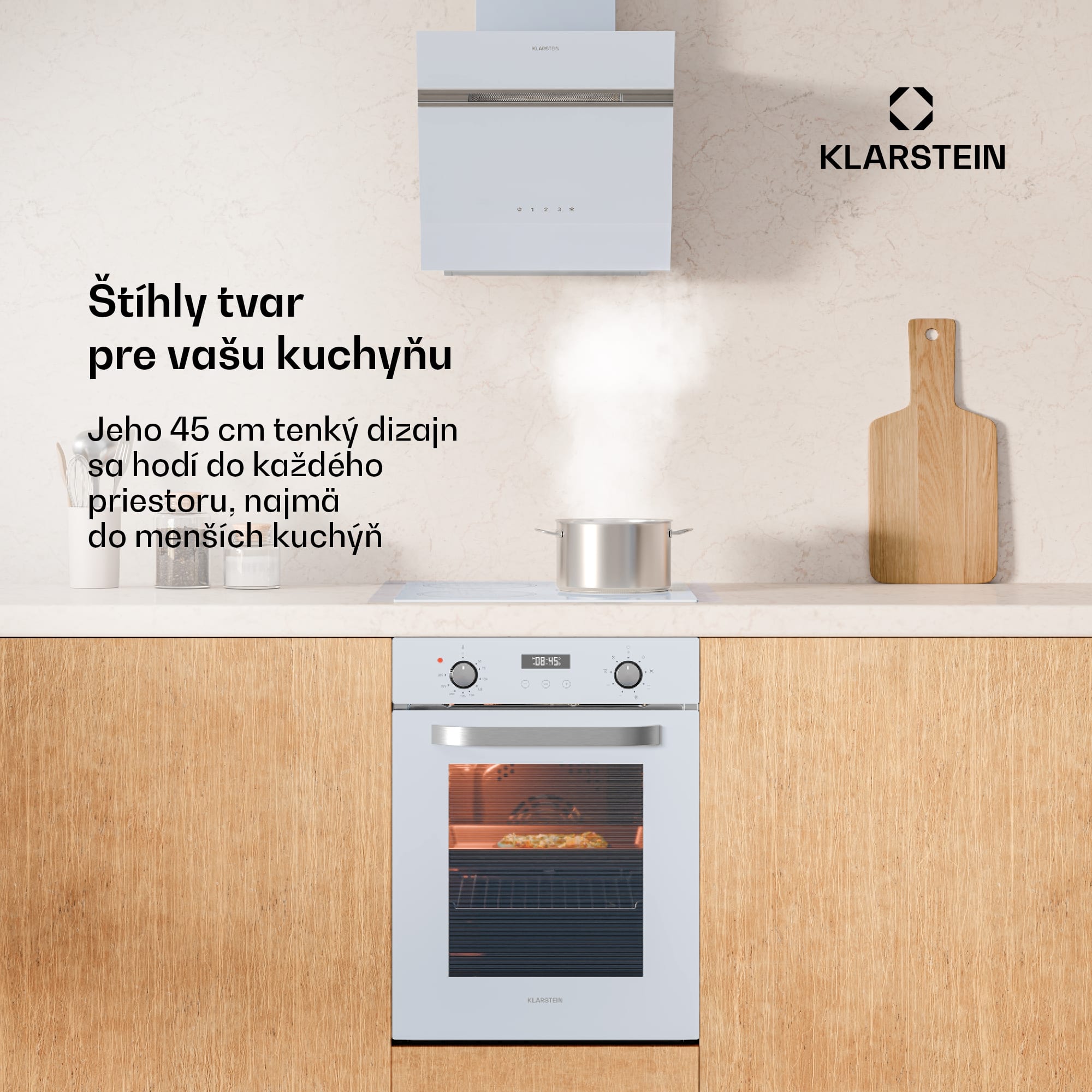 Klarstein SmartSlim rúra, Slim dizajn, 8 funkcií, objem 49 l, jednoduché čistenie, EEK A