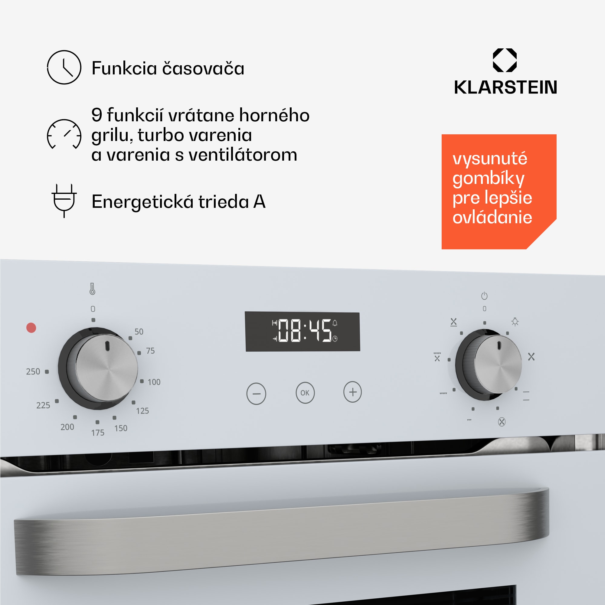 Klarstein SmartSlim rúra, Slim dizajn, 8 funkcií, objem 49 l, jednoduché čistenie, EEK A – Obrázok 3