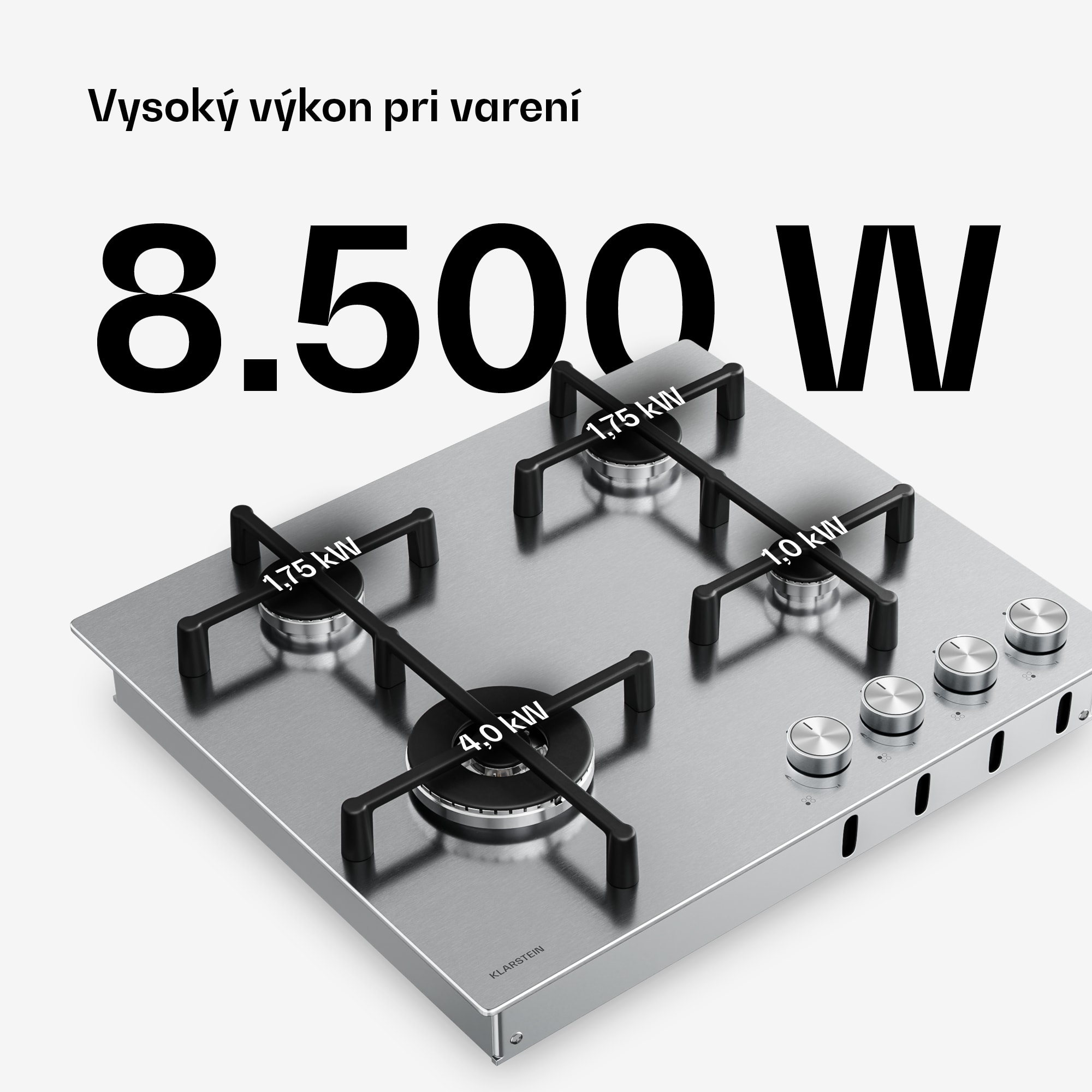 Klarstein Illuminosa 4 plynová varná doska, 4 horáky Sabaf, nerezová oceľ – Obrázok 2