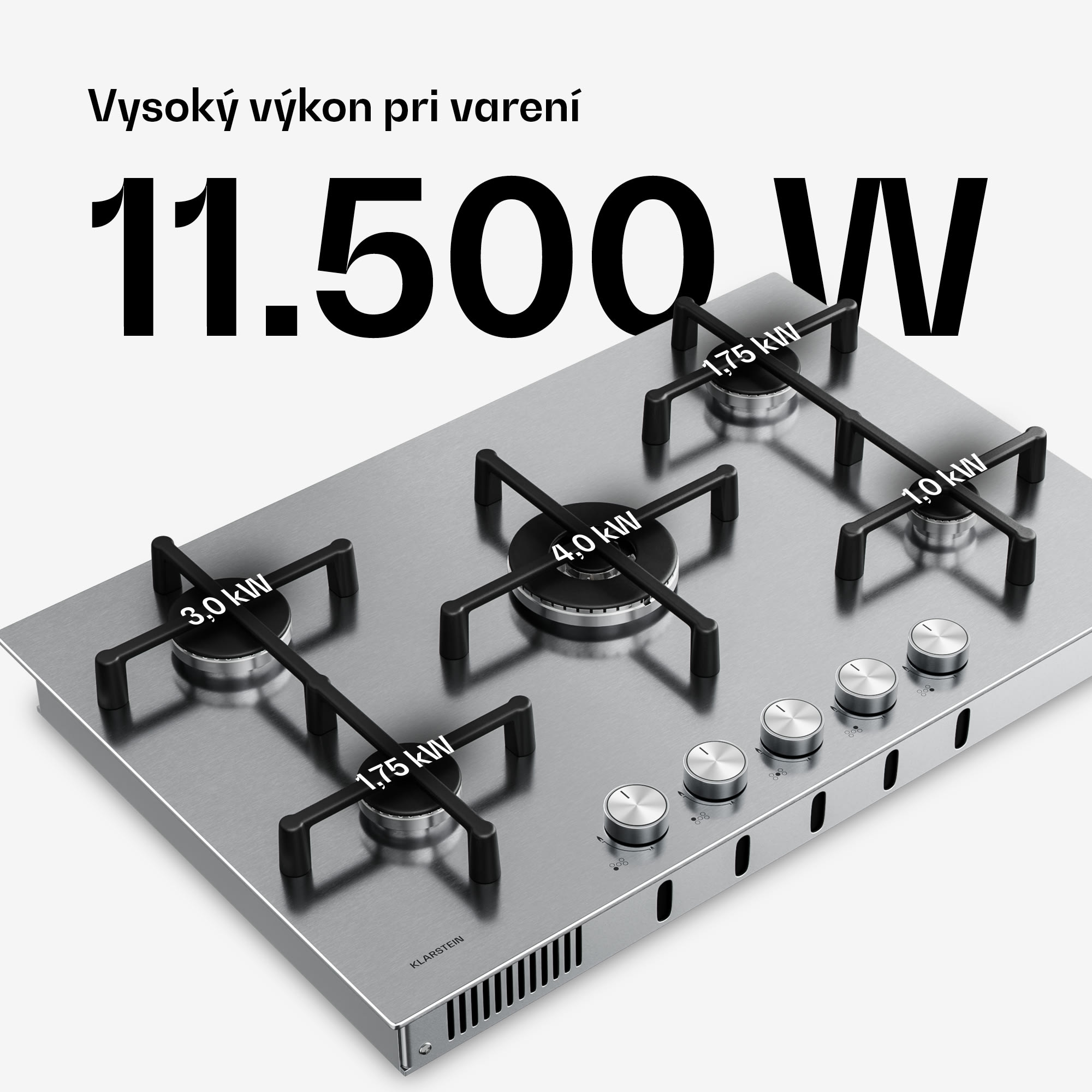 Klarstein Illuminosa 5 plynová varná doska s 5 horákmi Sabaf, nerezová oceľ – Obrázok 2