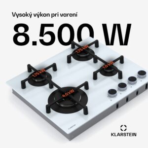 Klarstein Illuminosa 4 plynová varná doska 4 horáky Sabaf, sklokeramika