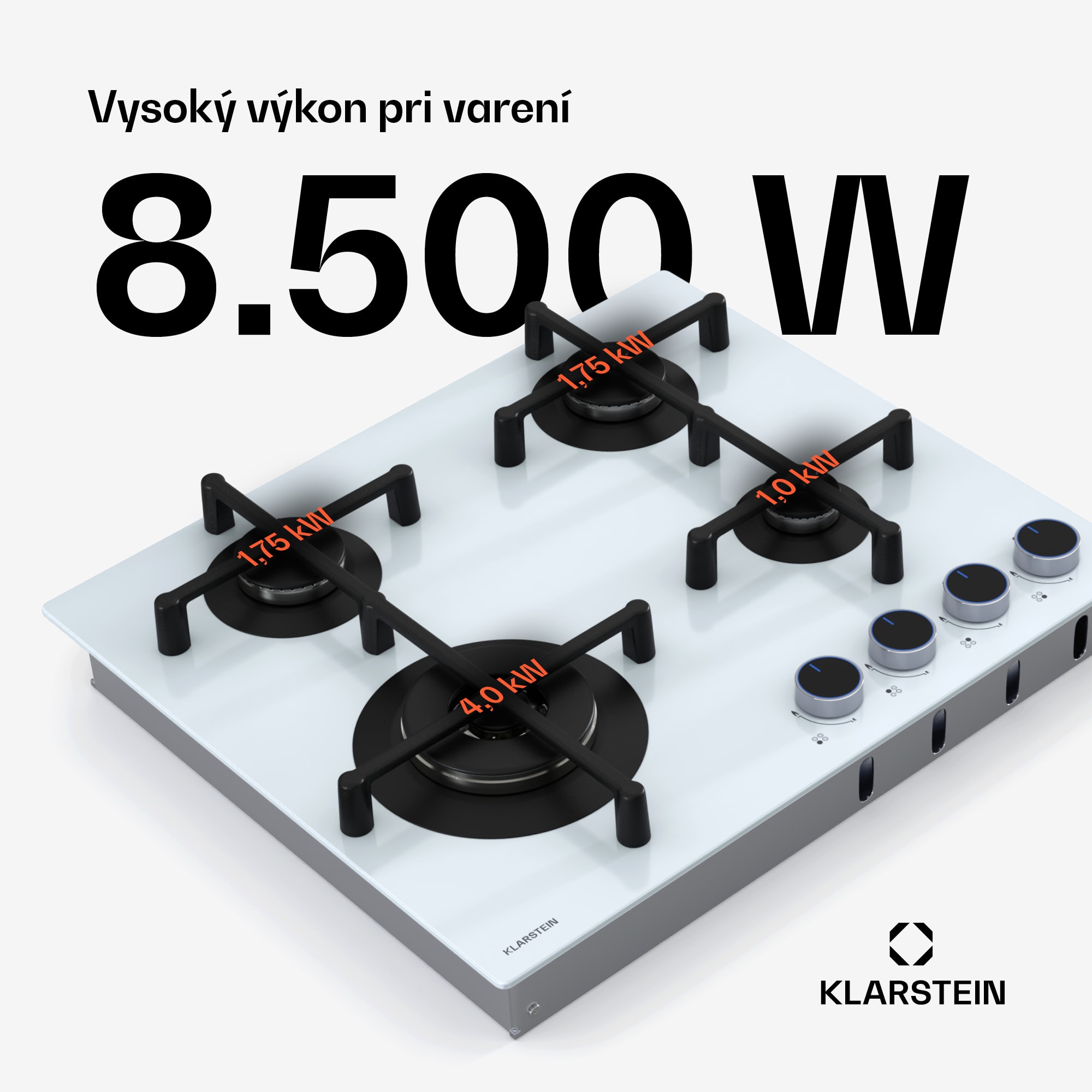 Klarstein Illuminosa 4 plynová varná doska 4 horáky Sabaf, sklokeramika
