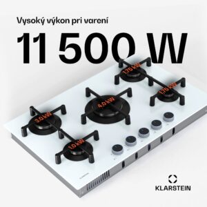 Klarstein Illuminosa 5 plynová varná doska 5 horákov Sabaf, sklokeramická