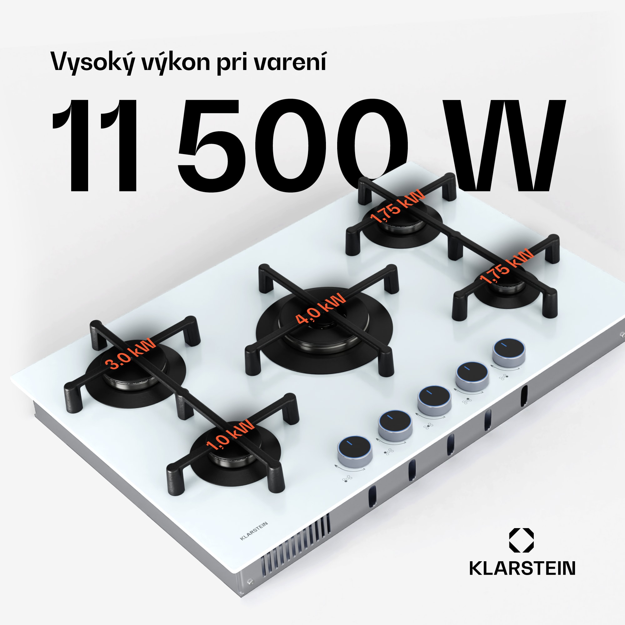 Klarstein Illuminosa 5 plynová varná doska 5 horákov Sabaf, sklokeramická