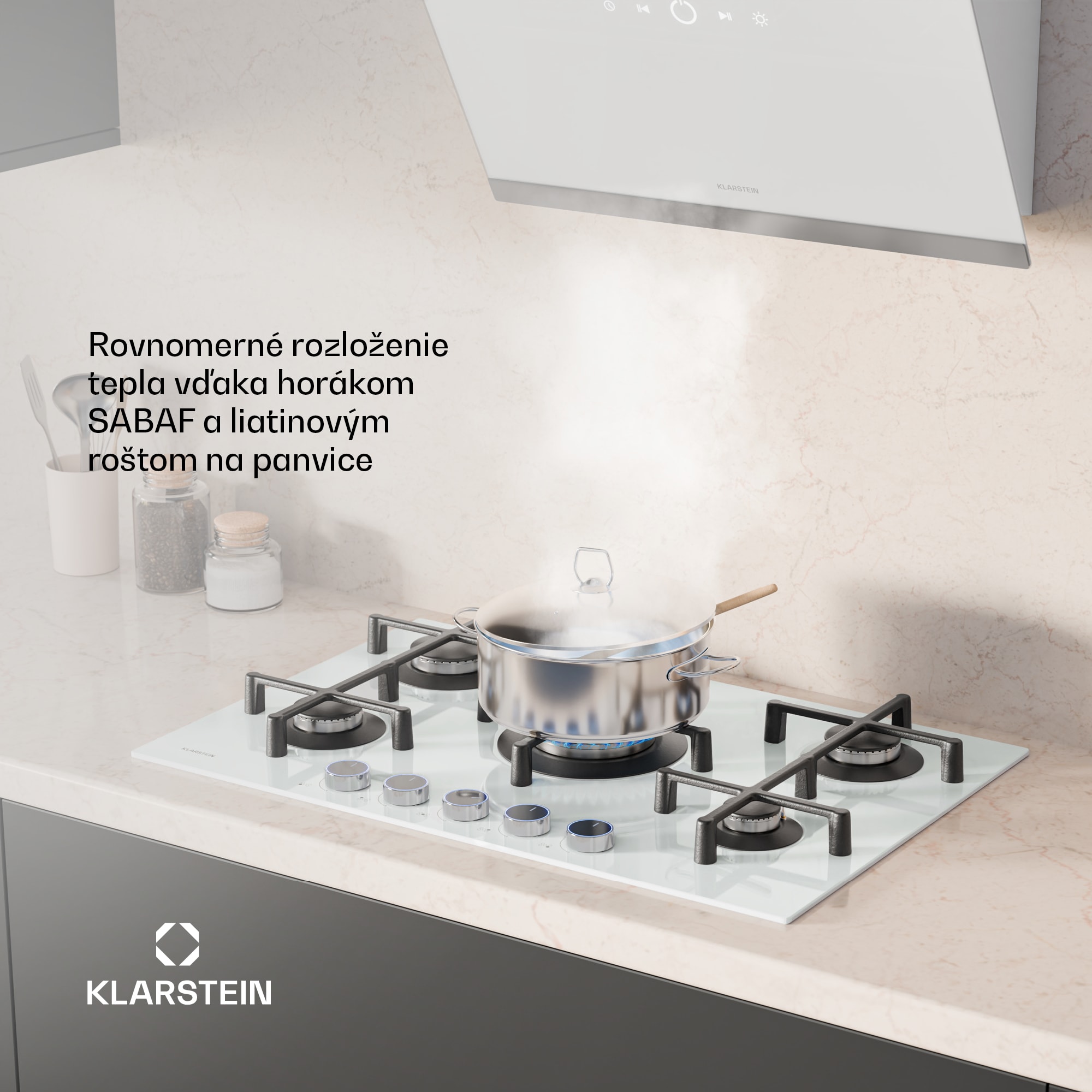 Klarstein Illuminosa 5 plynová varná doska 5 horákov Sabaf, sklokeramická – Obrázok 3