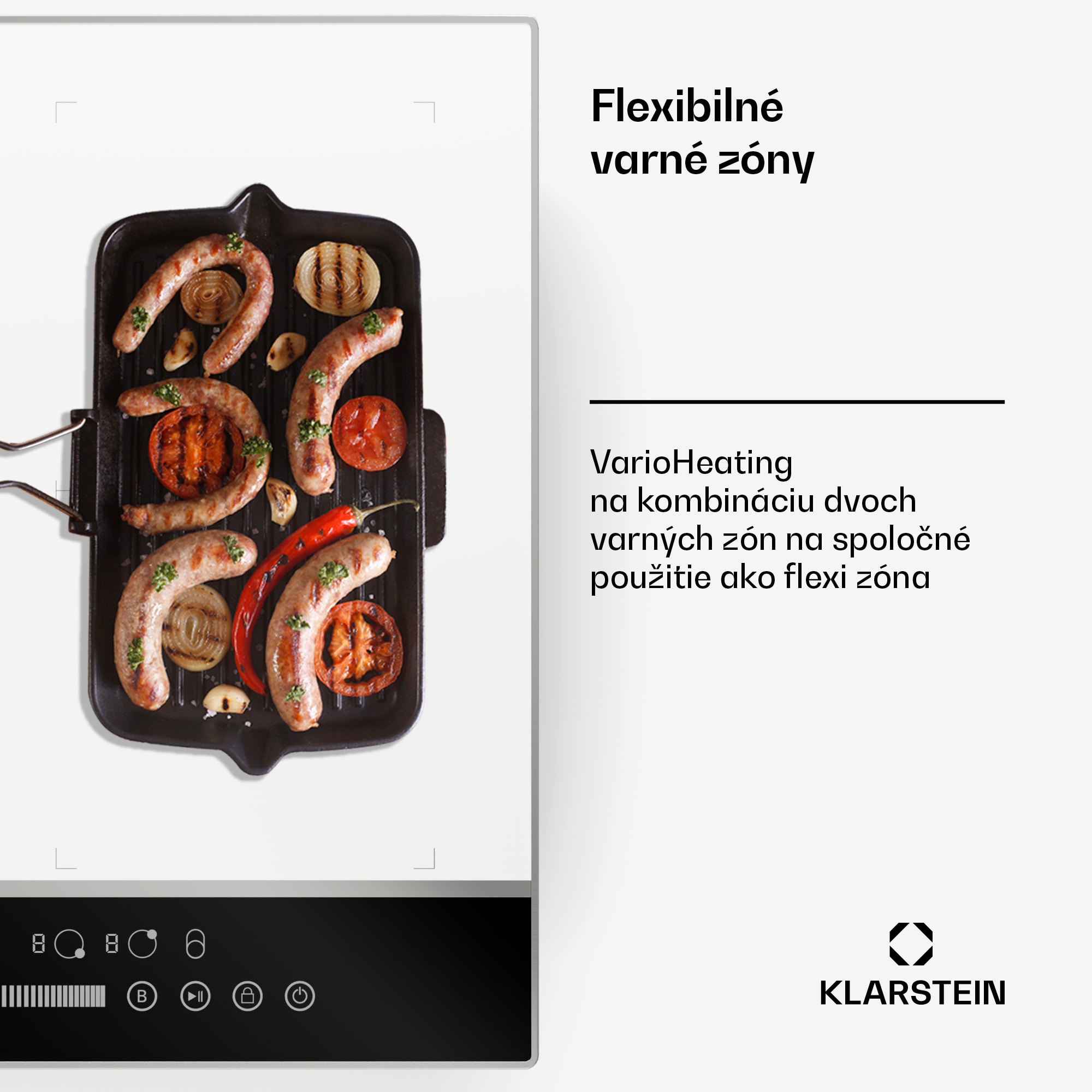 Klarstein DualTone Hybrid indukčná varná doska, Flex Zone, LED displej, Ovládanie posuvníkmi, 7200 W – Obrázok 3