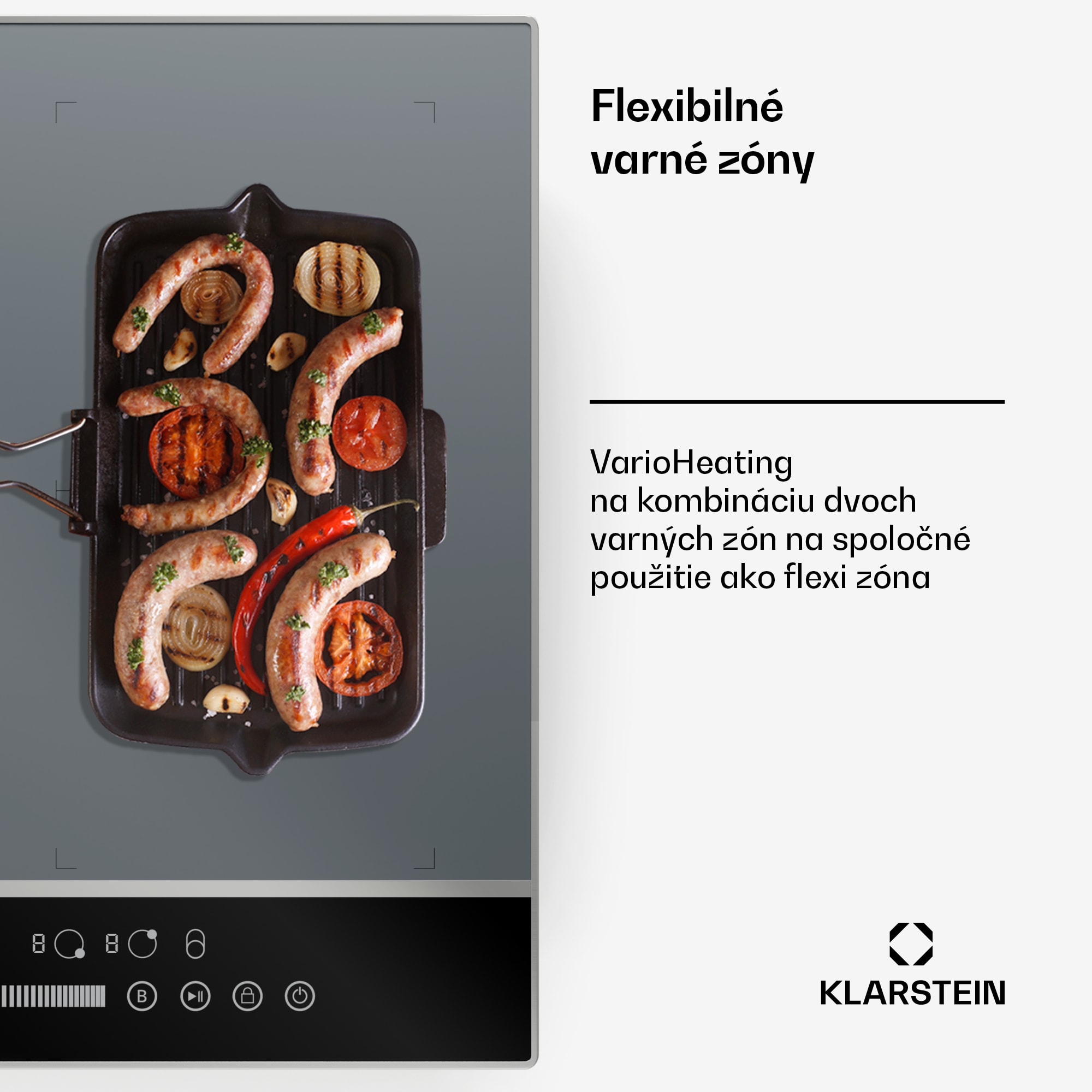 Klarstein DualTone Flex indukčná varná doska, Flex Zone, LED displej, Ovládanie posuvníkmi, 7200 W – Obrázok 3