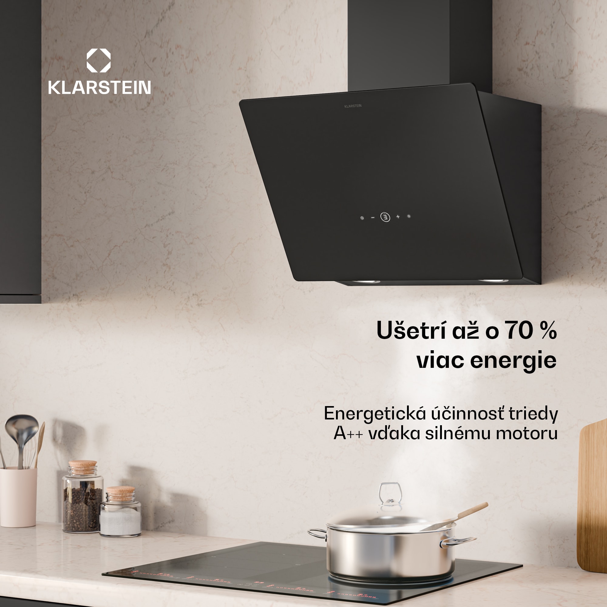 Klarstein MaxAir digestor, Kompaktný a výkonný, Energetická účinnosť A++, Duálne vetranie – Obrázok 2