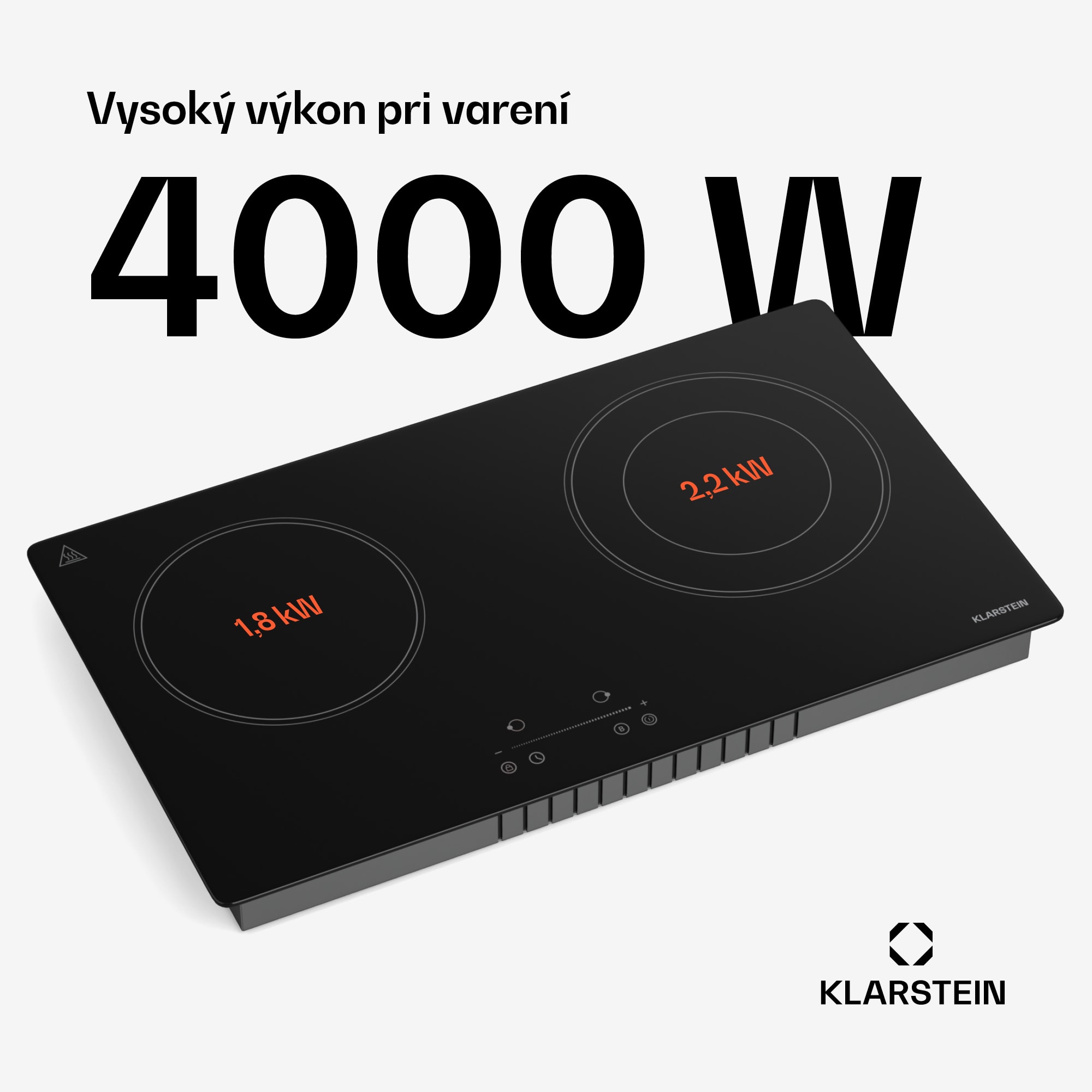 Klarstein CeramEase Slim VTC varná doska, sklokeramika, 2 varné platne, 4 kW, dotyková, časovač – Obrázok 2