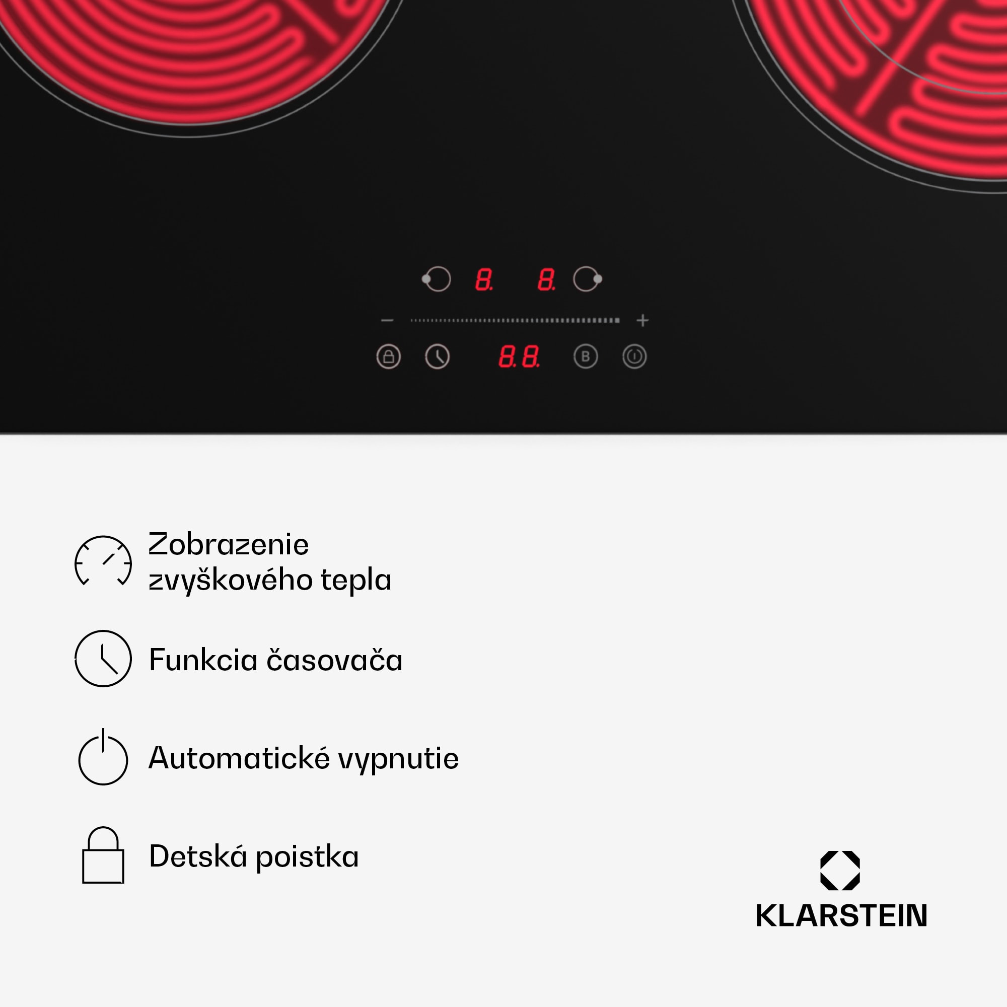 Klarstein CeramEase Slim VTC varná doska, sklokeramika, 2 varné platne, 4 kW, dotyková, časovač – Obrázok 4