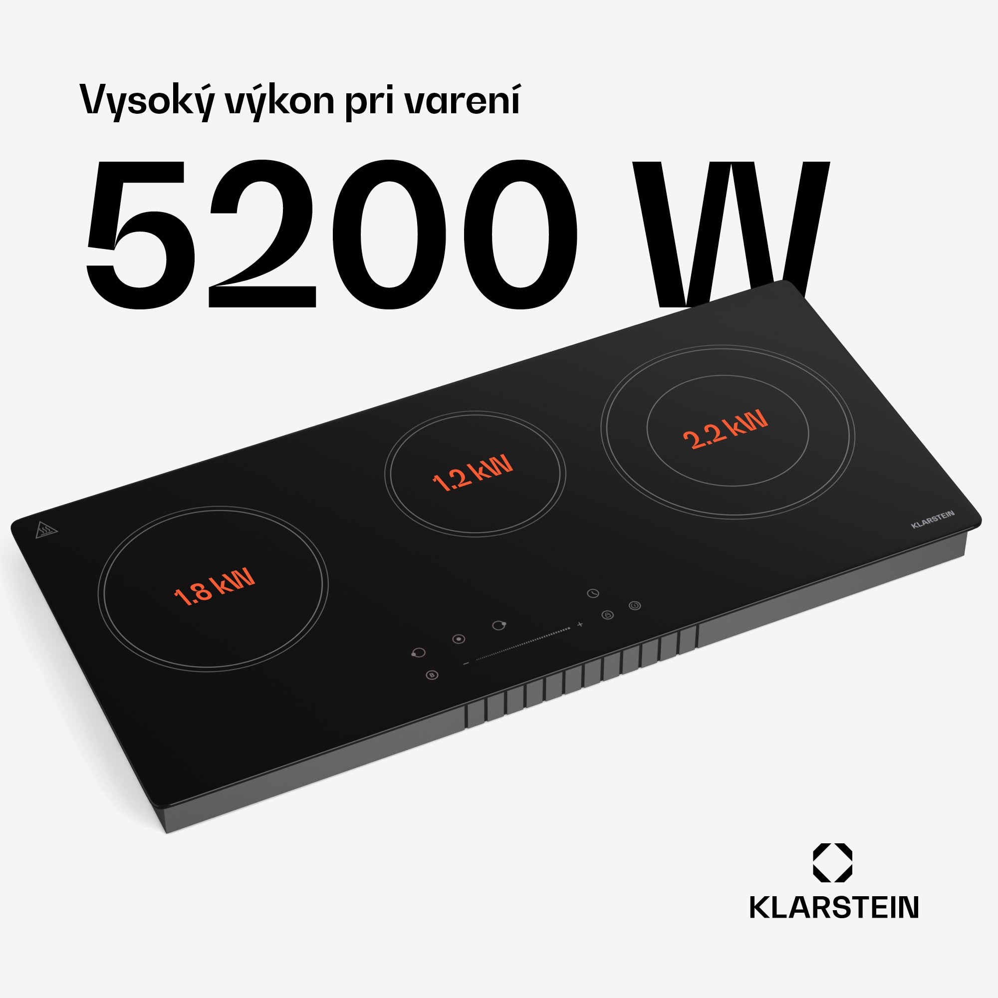 Klarstein CeramEase Slim VTC varná doska, sklokeramika, 3 varné platne, 5,2 kW, dotyková, časovač – Obrázok 2