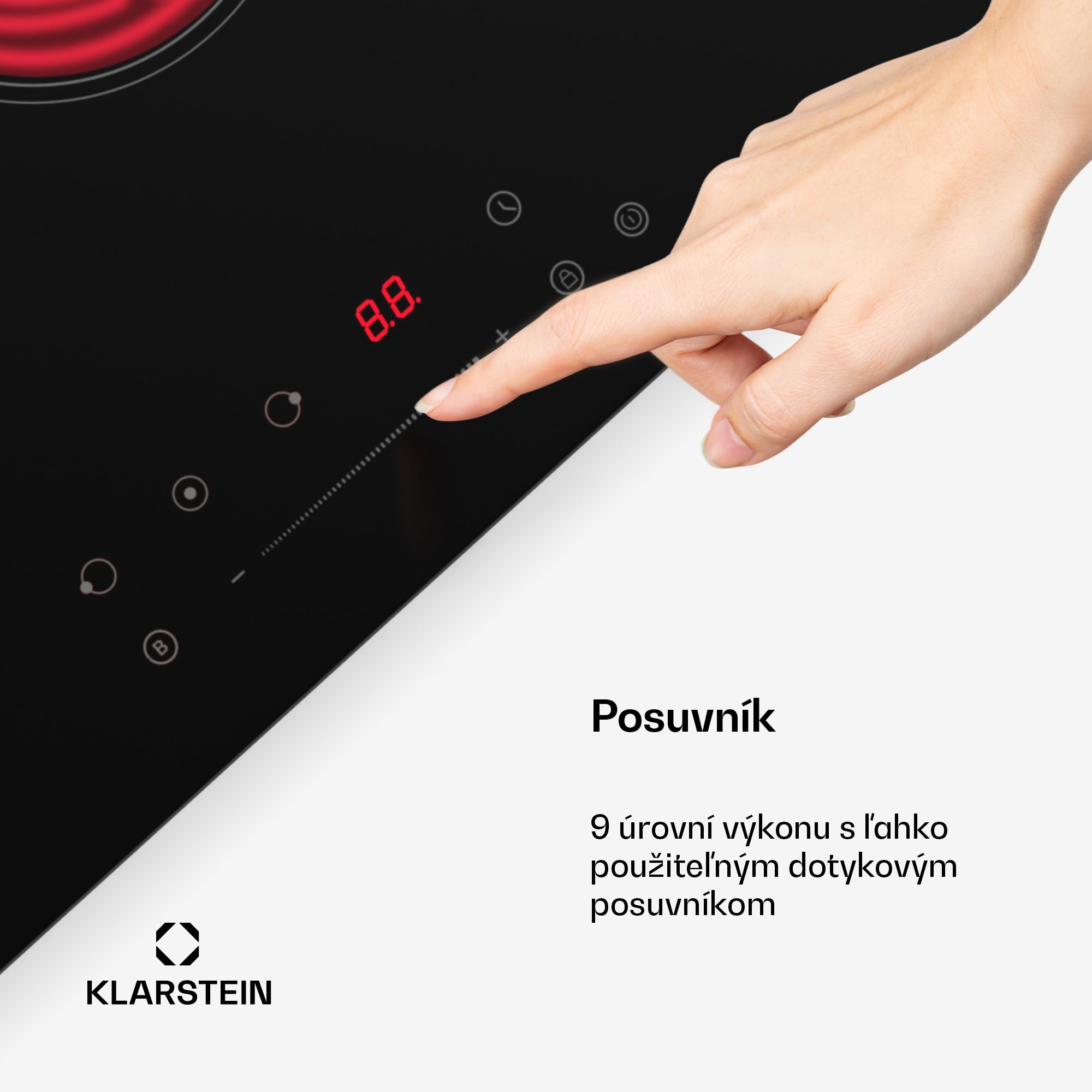 Klarstein CeramEase Slim VTC varná doska, sklokeramika, 3 varné platne, 5,2 kW, dotyková, časovač – Obrázok 3