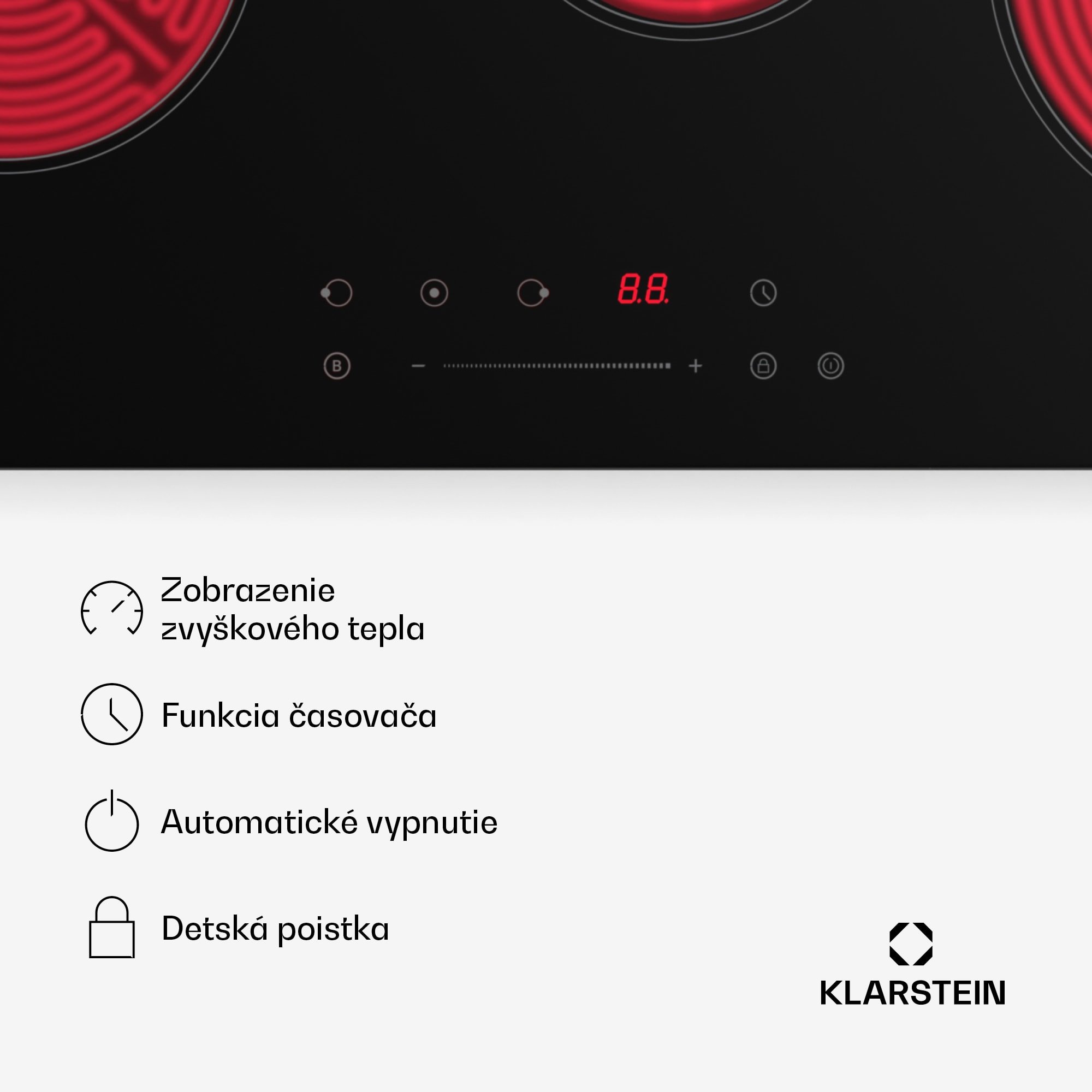 Klarstein CeramEase Slim VTC varná doska, sklokeramika, 3 varné platne, 5,2 kW, dotyková, časovač – Obrázok 4