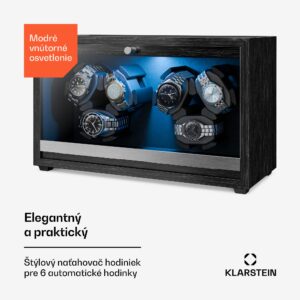 Klarstein Brienz 6 naťahovač hodiniek, 4 režimy, tichý, drevený vzhľad, flexibilný vankúš