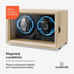 Klarstein Brienz 2 naťahovač hodiniek, 4 režimy, tichý, drevený vzhľad, flexibilný vankúš