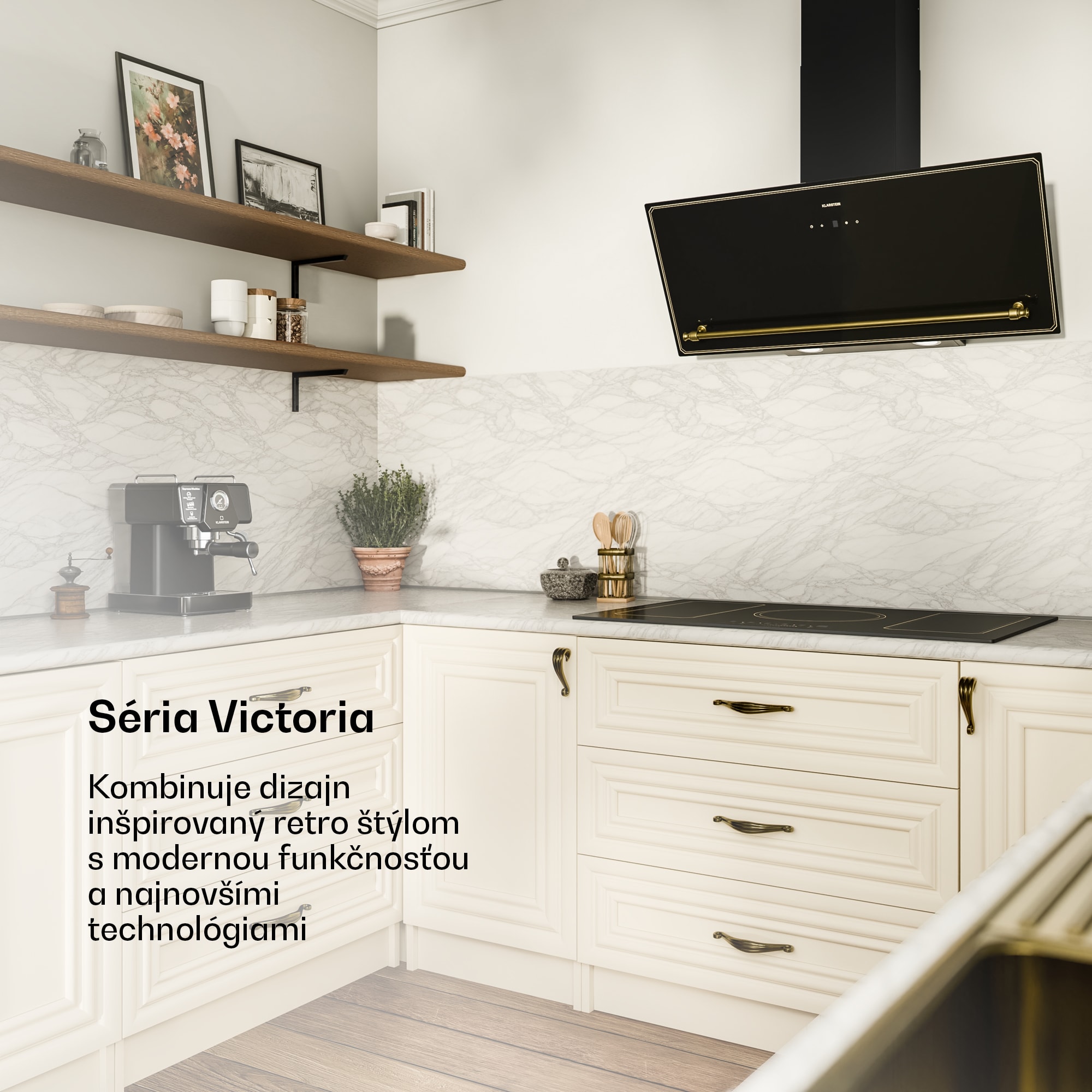Klarstein Victoria šikmý digestor 90 cm prietok vzduchu 336 m³/h