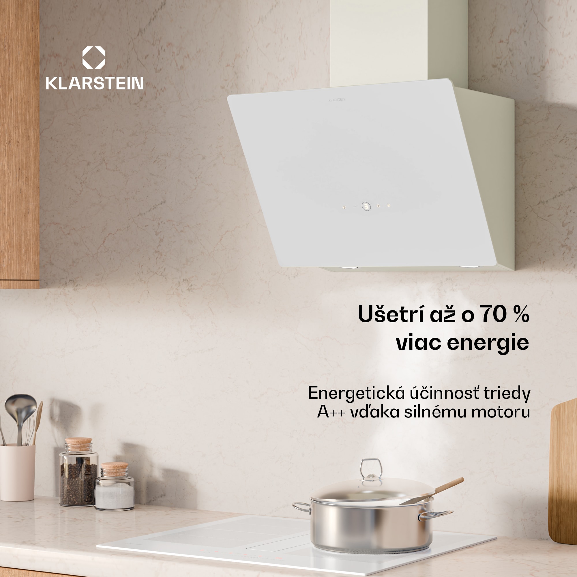 Klarstein MaxAir digestor, Kompaktný a výkonný, Energetická účinnosť A++, Duálne vetranie – Obrázok 2