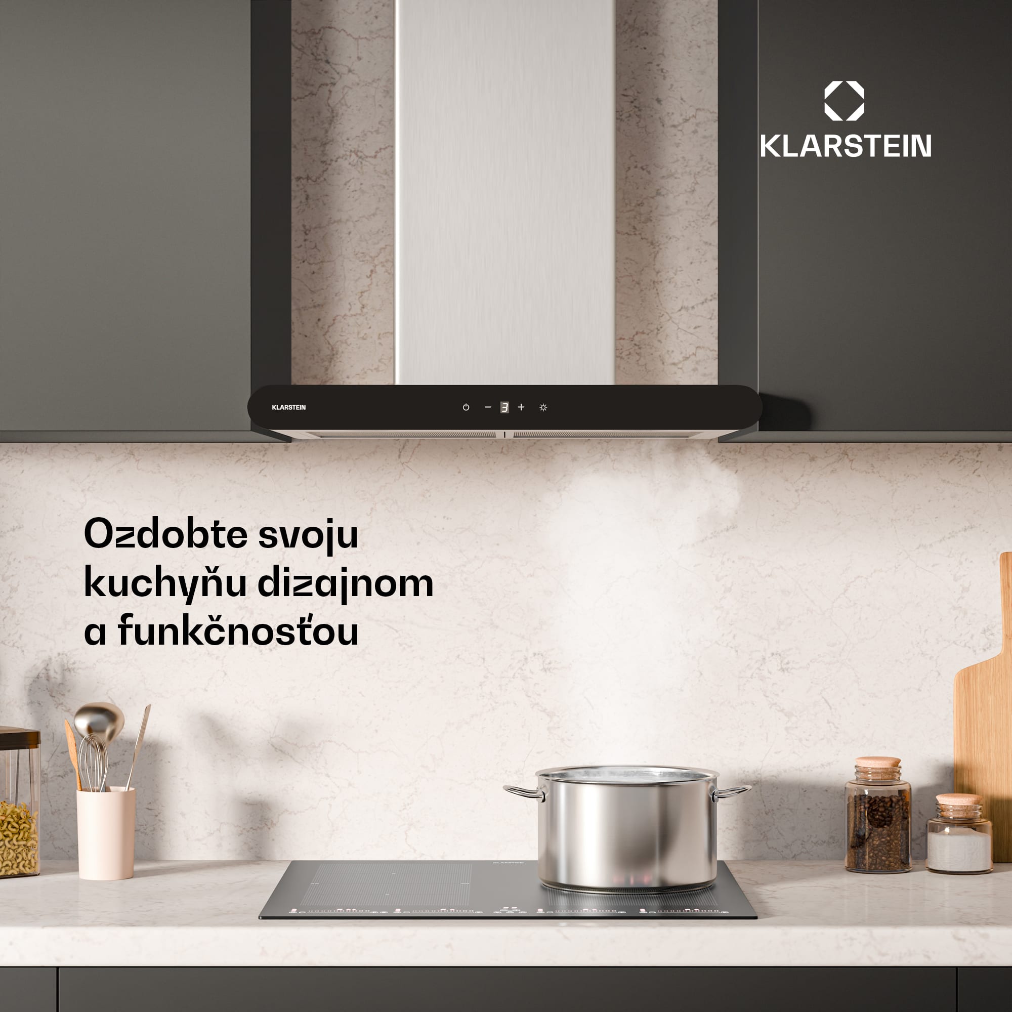 Klarstein CurveVent digestor, 700 m³/h, Dotykový, LED, 110 W, EEK A+