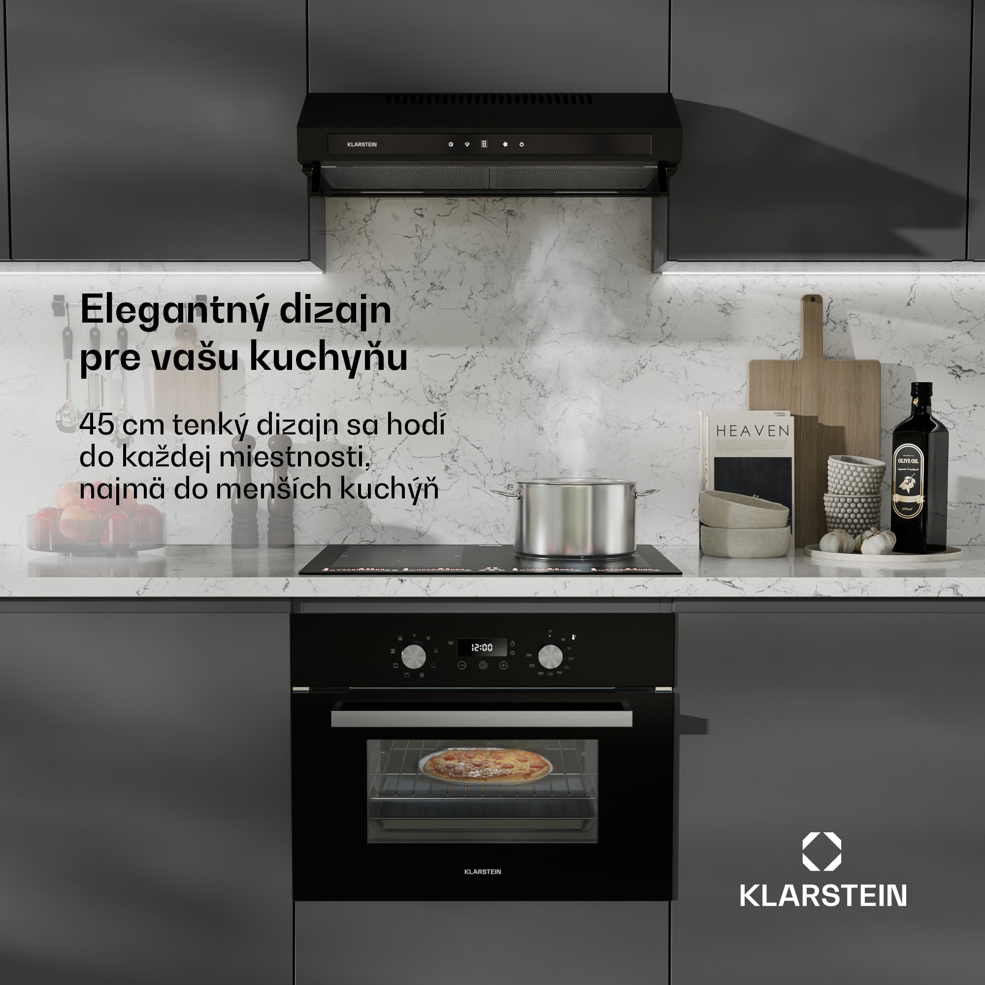 Klarstein SpaceSmart vstavaná rúra | Kompaktná | 45 cm | 41 litrov | 8 funkcií