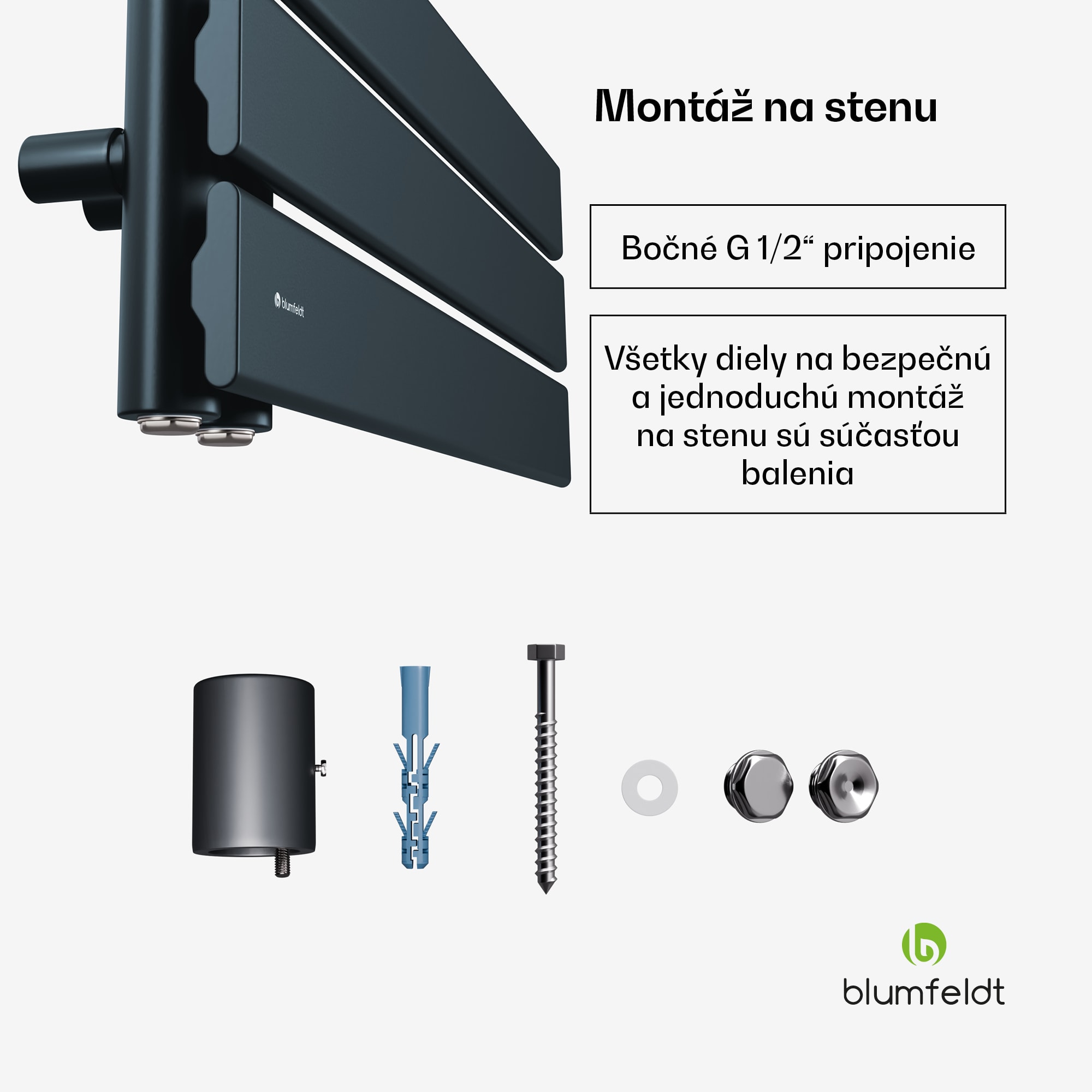 Blumfeldt Fairmont radiátor | 60 x 160 cm | nástenná montáž | moderný dizajn | prevádzka na teplú vodu – Obrázok 4