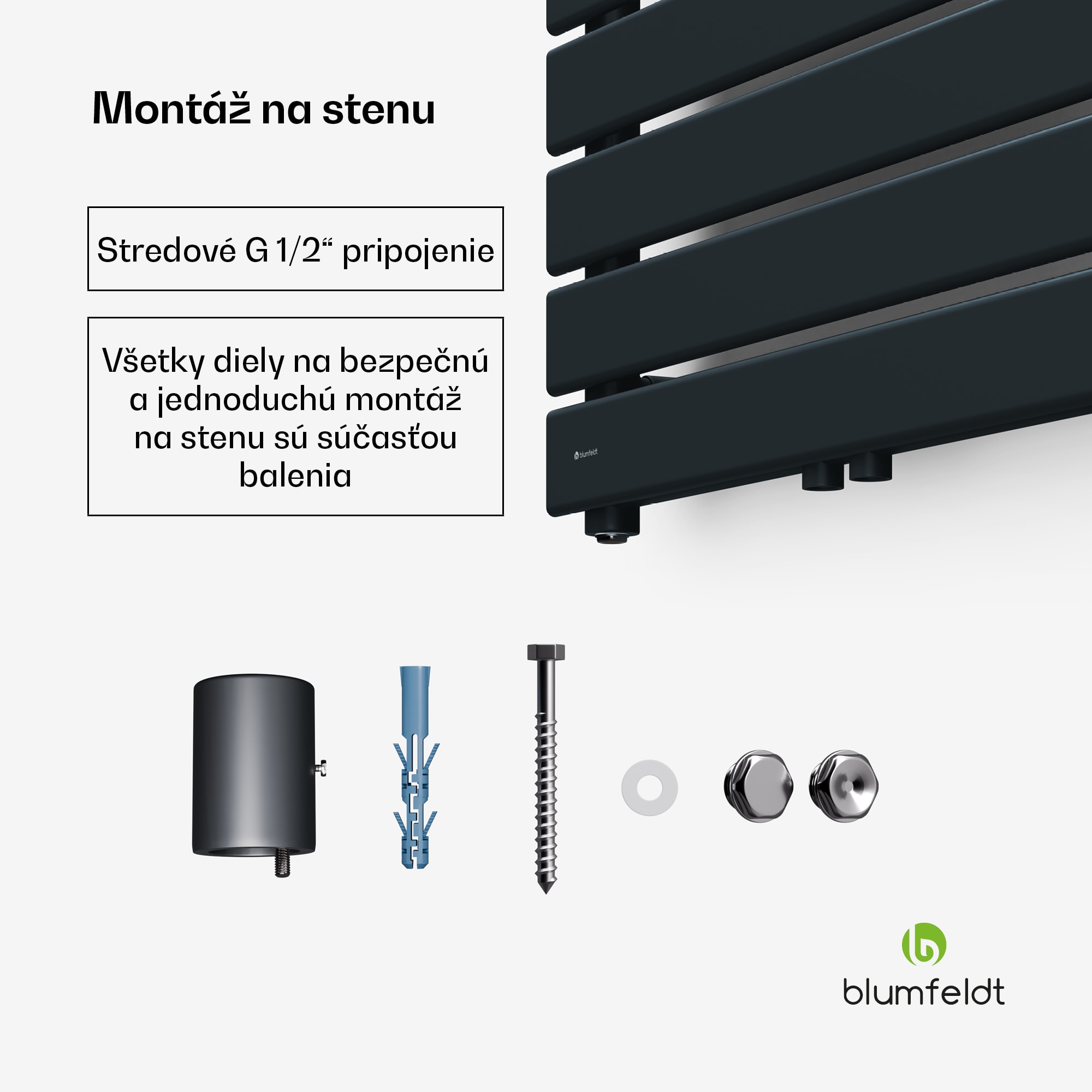 Blumfeldt Fairmont radiátor | 60 x 180 cm | nástenná montáž | moderný dizajn | prevádzka na teplú vodu – Obrázok 4