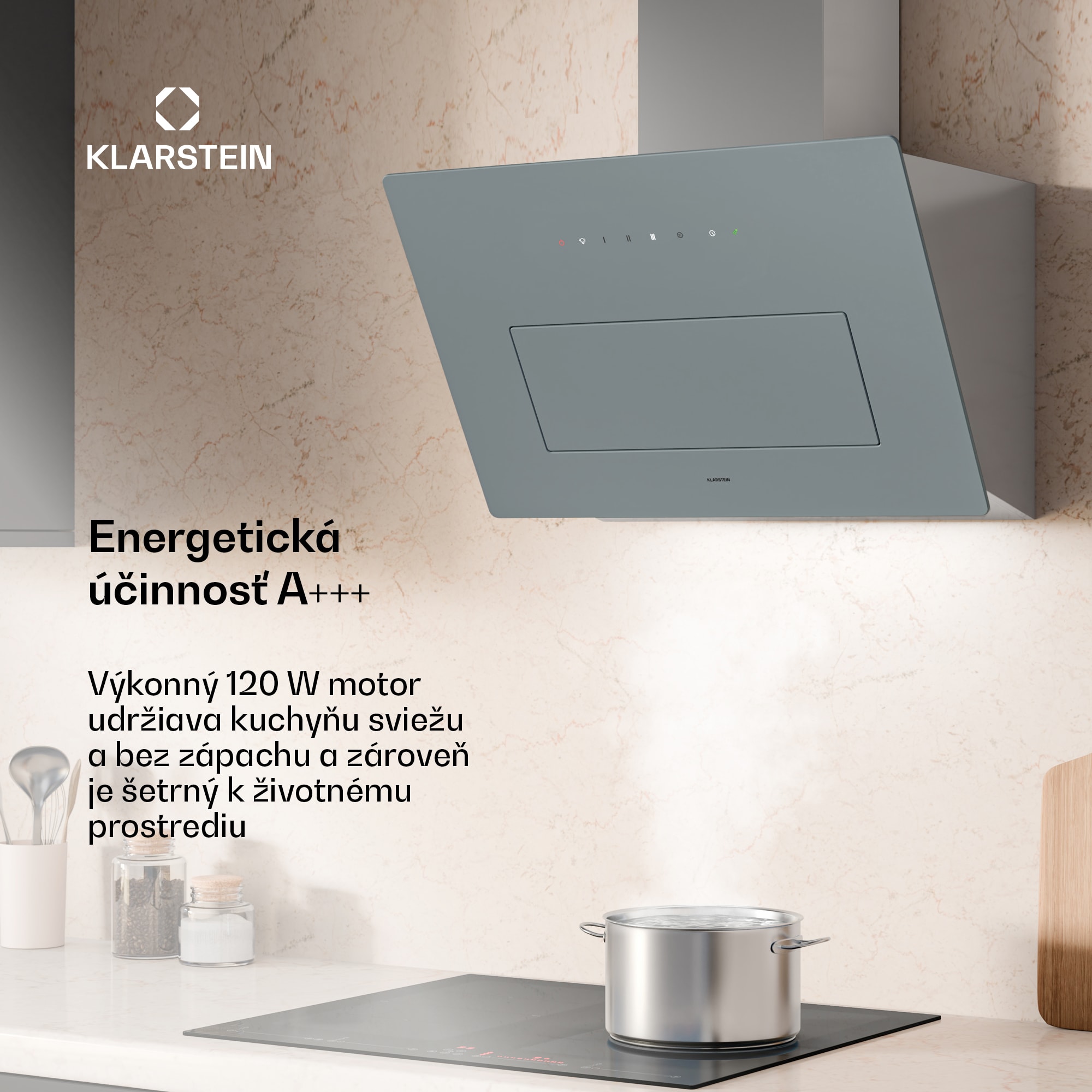Klarstein SleekAir digestor | A+++ | 717 m³/h | dotykový ovládací panel | LED | 60 cm