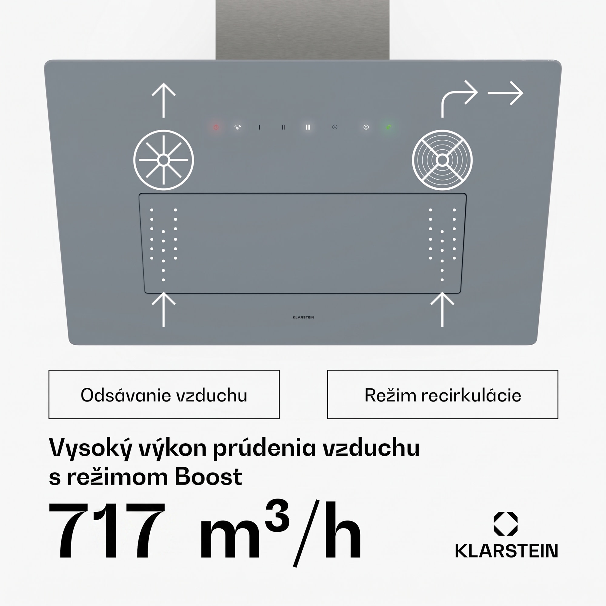 Klarstein SleekAir digestor | A+++ | 717 m³/h | dotykový ovládací panel | LED | 60 cm – Obrázok 3
