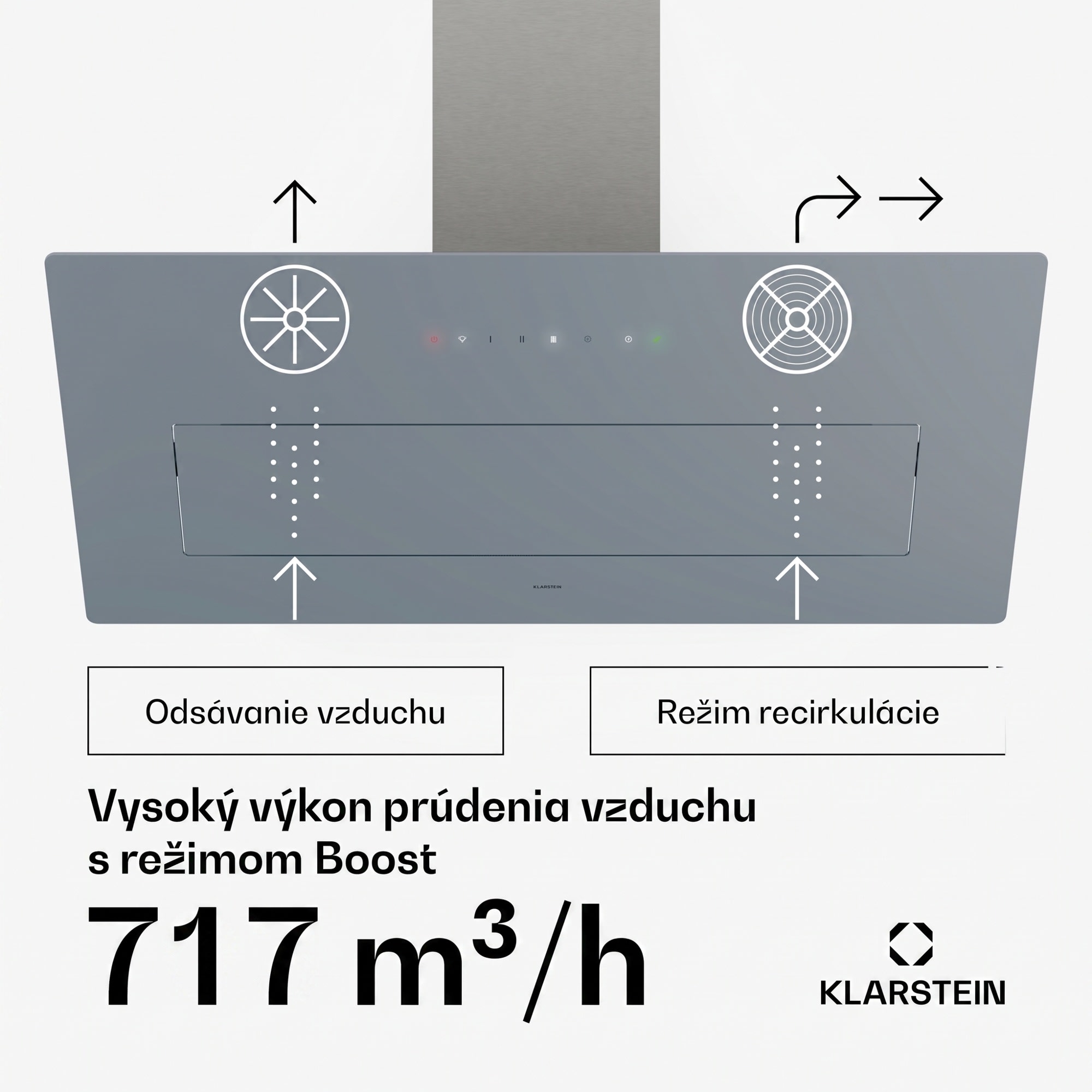 Klarstein SleekAir odsávač pár, A+++, 717 m³/h, dotykový, 90 cm – Obrázok 3