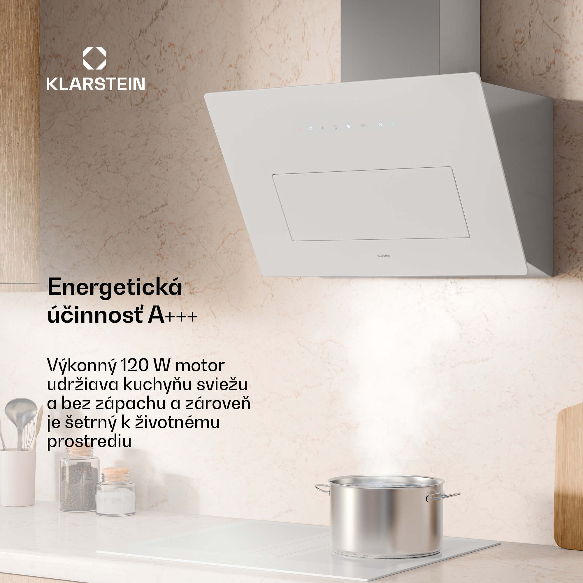 Klarstein SleekAir digestor | A+++ | 717 m³/h | dotykový ovládací panel | LED | 60 cm