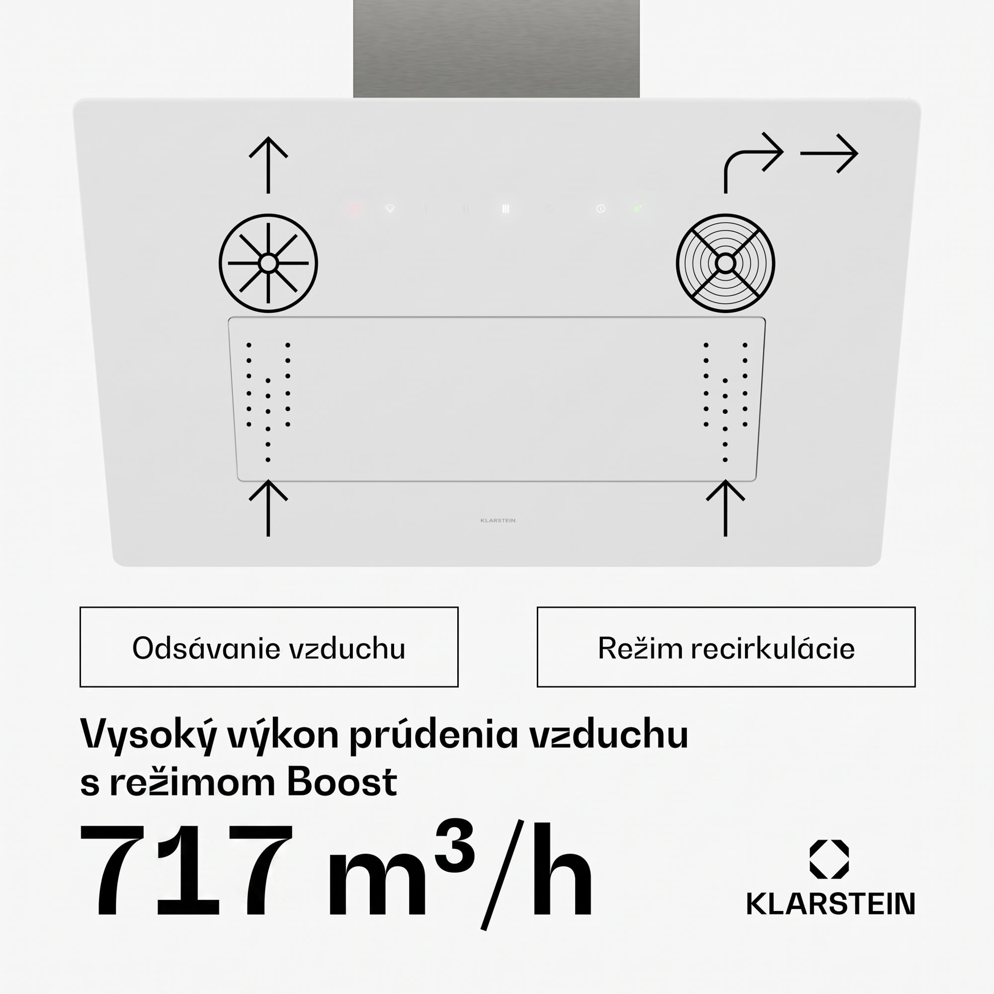 Klarstein SleekAir digestor | A+++ | 717 m³/h | dotykový ovládací panel | LED | 60 cm – Obrázok 3