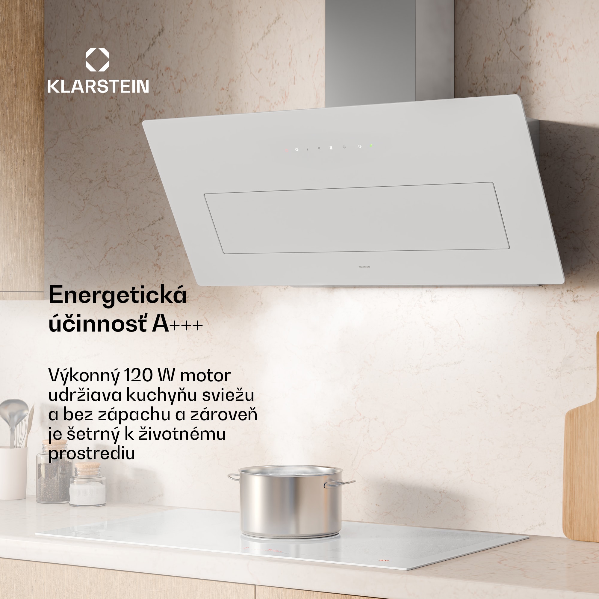 Klarstein SleekAir digestor | A+++ | 717 m³/h | dotykový ovládací panel | LED | 90 cm