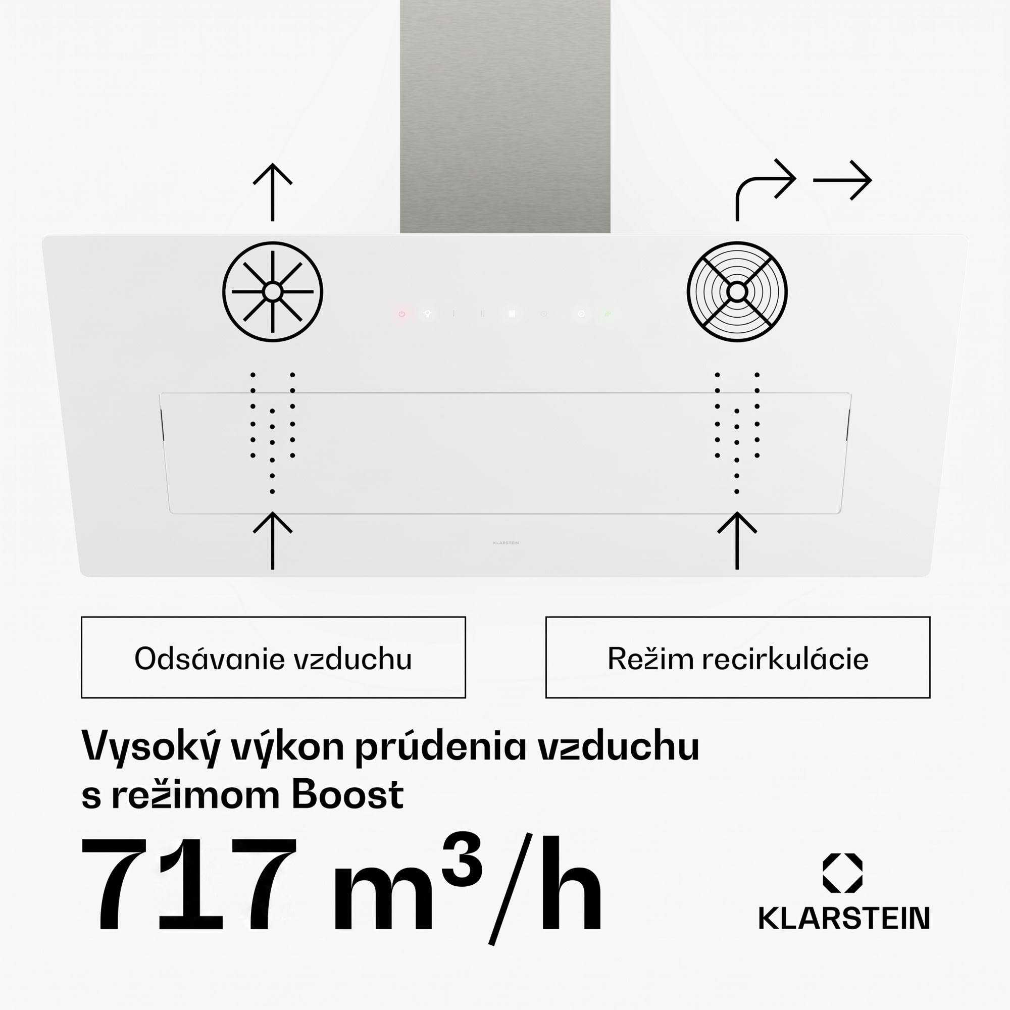 Klarstein SleekAir digestor | A+++ | 717 m³/h | dotykový ovládací panel | LED | 90 cm – Obrázok 3