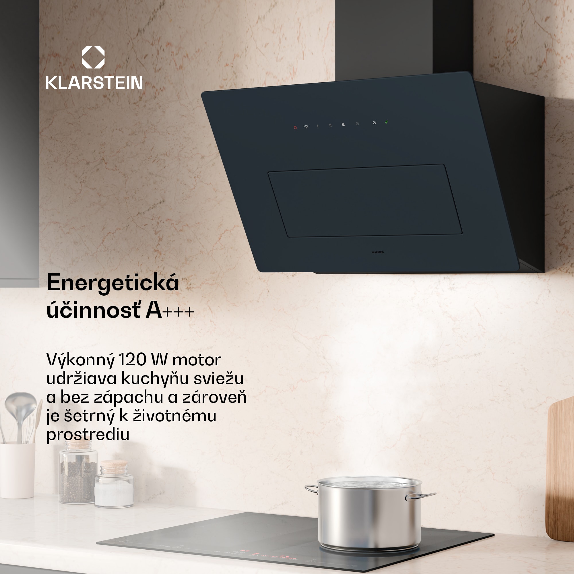 Klarstein SleekAir digestor | A+++ | 717 m³/h | dotykový ovládací panel | LED | 60 cm