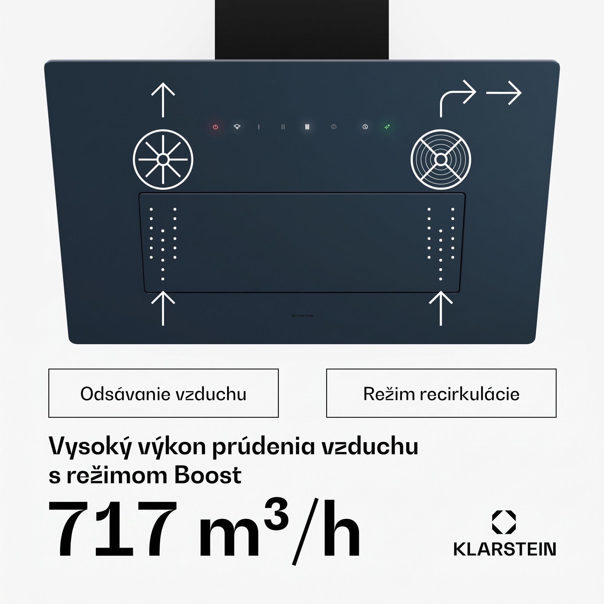 Klarstein SleekAir digestor | A+++ | 717 m³/h | dotykový ovládací panel | LED | 60 cm – Obrázok 3