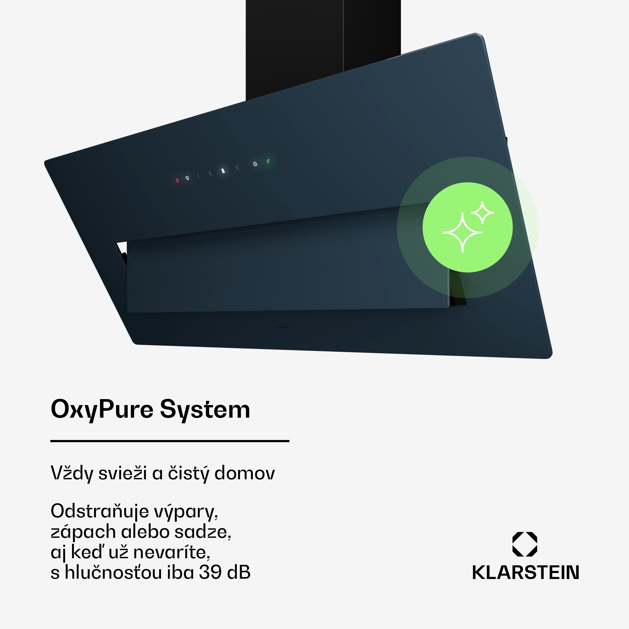 Klarstein SleekAir odsávač pár, A+++, 717 m³/h, dotykový, 90 cm – Obrázok 2