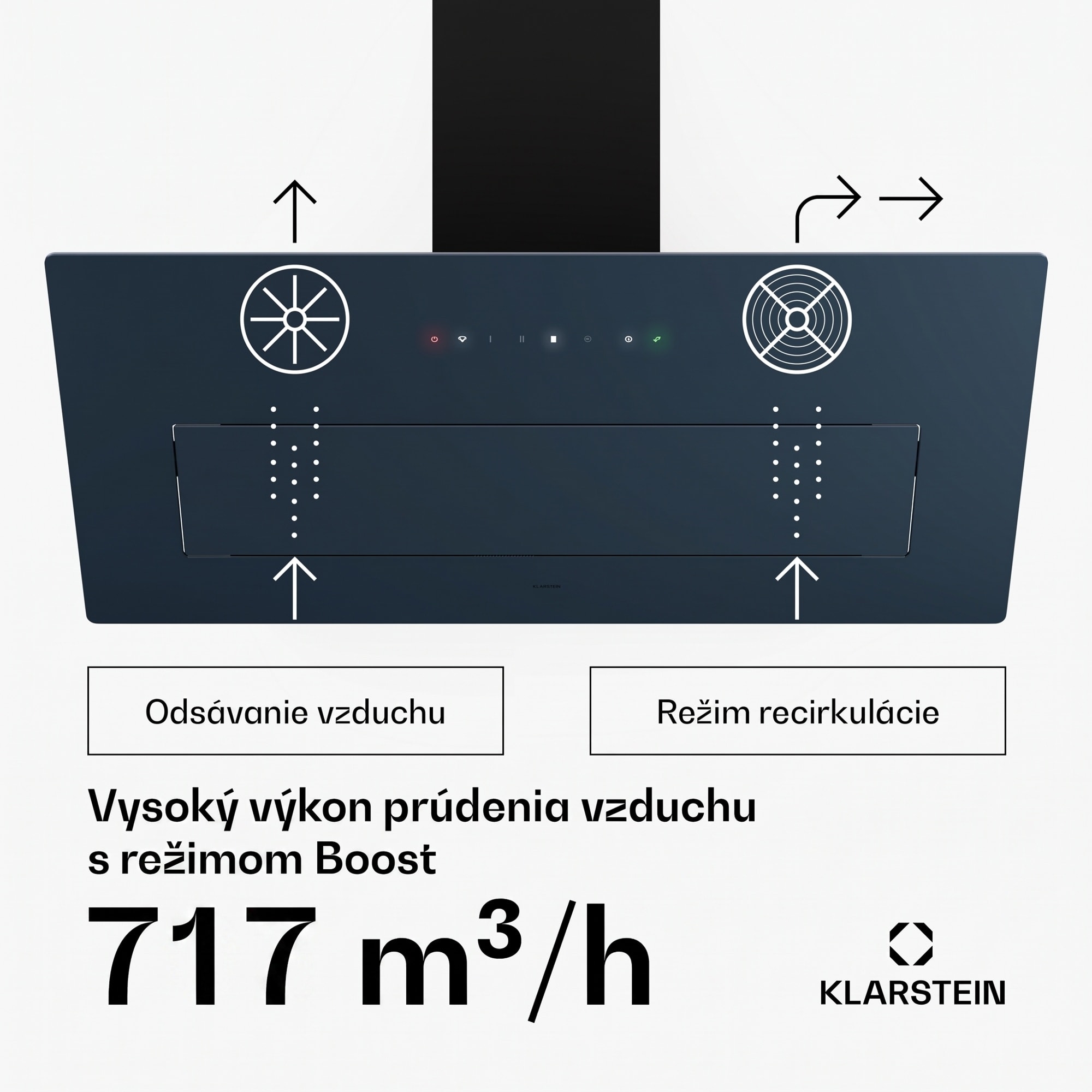 Klarstein SleekAir odsávač pár, A+++, 717 m³/h, dotykový, 90 cm – Obrázok 3