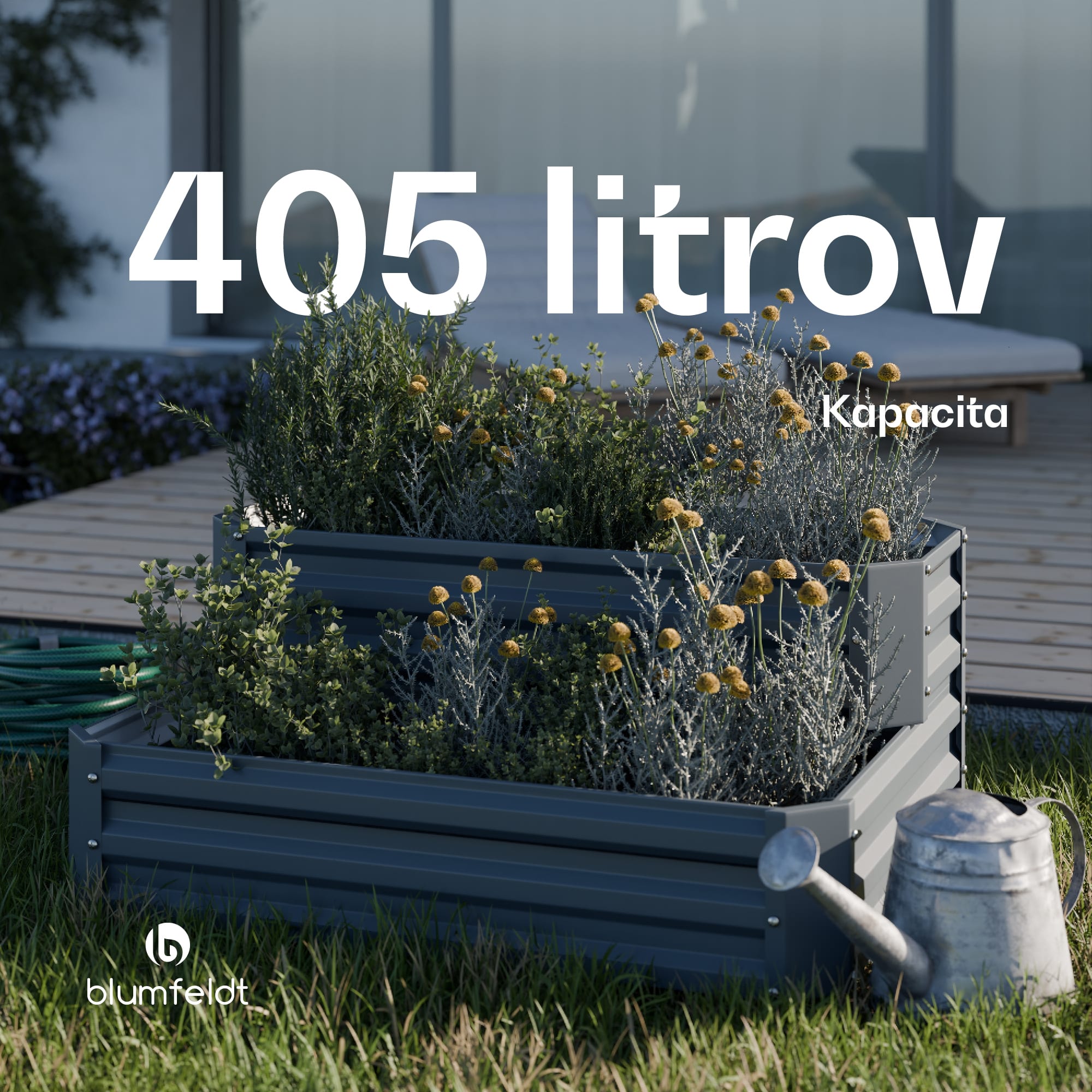Blumfeldt High Grow vyvýšený záhon, 2 úrovne, odolný voči poveternostným vplyvom, odolný voči korózii, robustný, 405 L – Obrázok 4