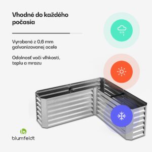 Blumfeldt High Grow vyvýšený záhon | L-tvar | odolný voči poveternostným vplyvom | nerezový | robustný | 742 L