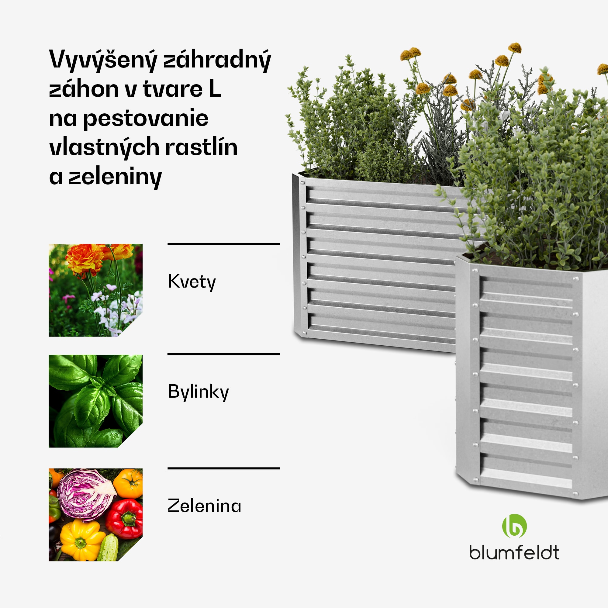 Blumfeldt High Grow vyvýšený záhon | L-tvar | odolný voči poveternostným vplyvom | nerezový | robustný | 742 L – Obrázok 3